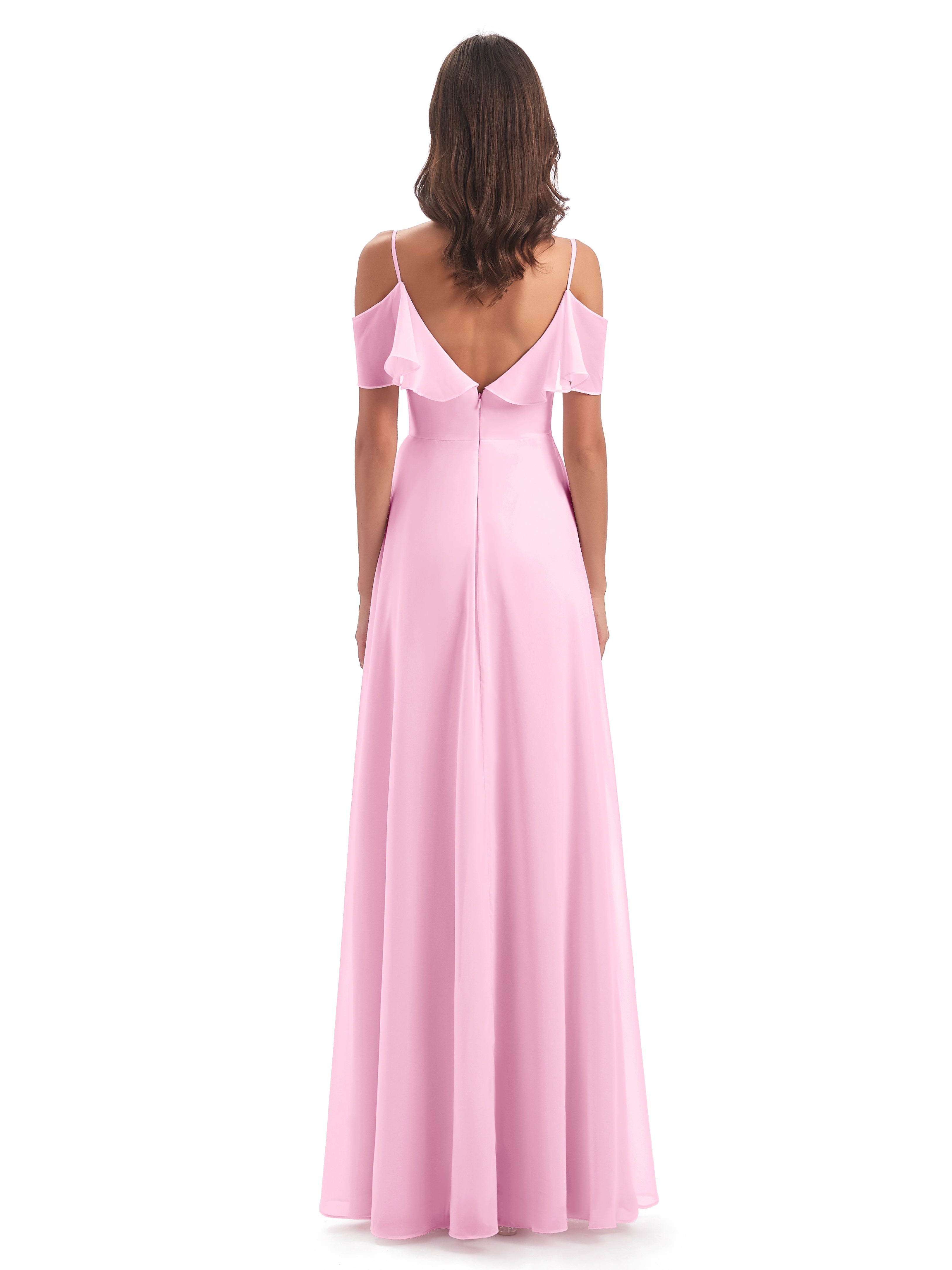 Robes De Demoiselle D'Honneur Rose Bonbon Trapèze Bretelles Spaghetti Longue Robes Demoiselle D'Honneur