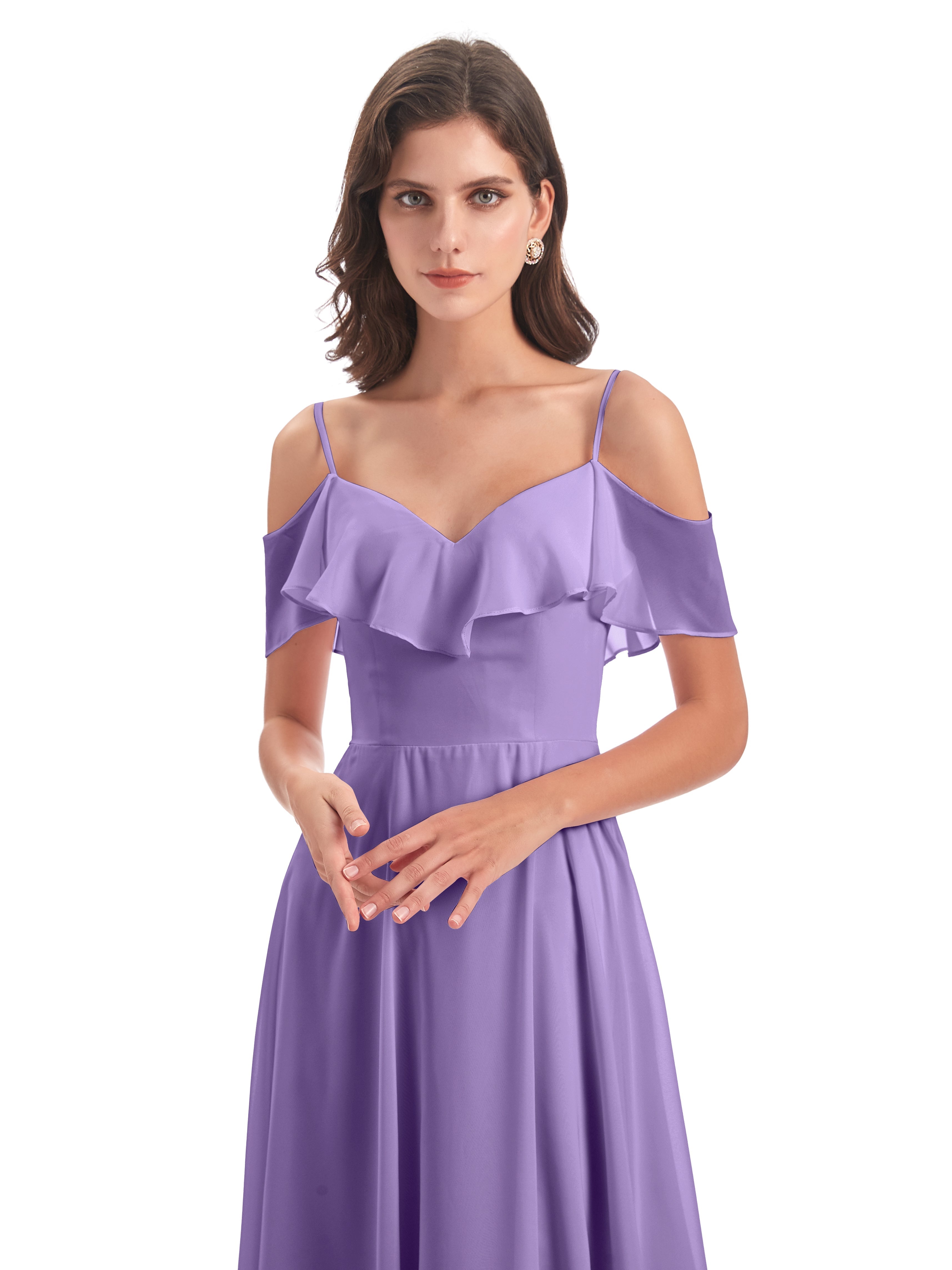 Robes De Demoiselle D'Honneur Tahiti Trapèze Bretelles Spaghetti Longue Robes Demoiselle D'Honneur
