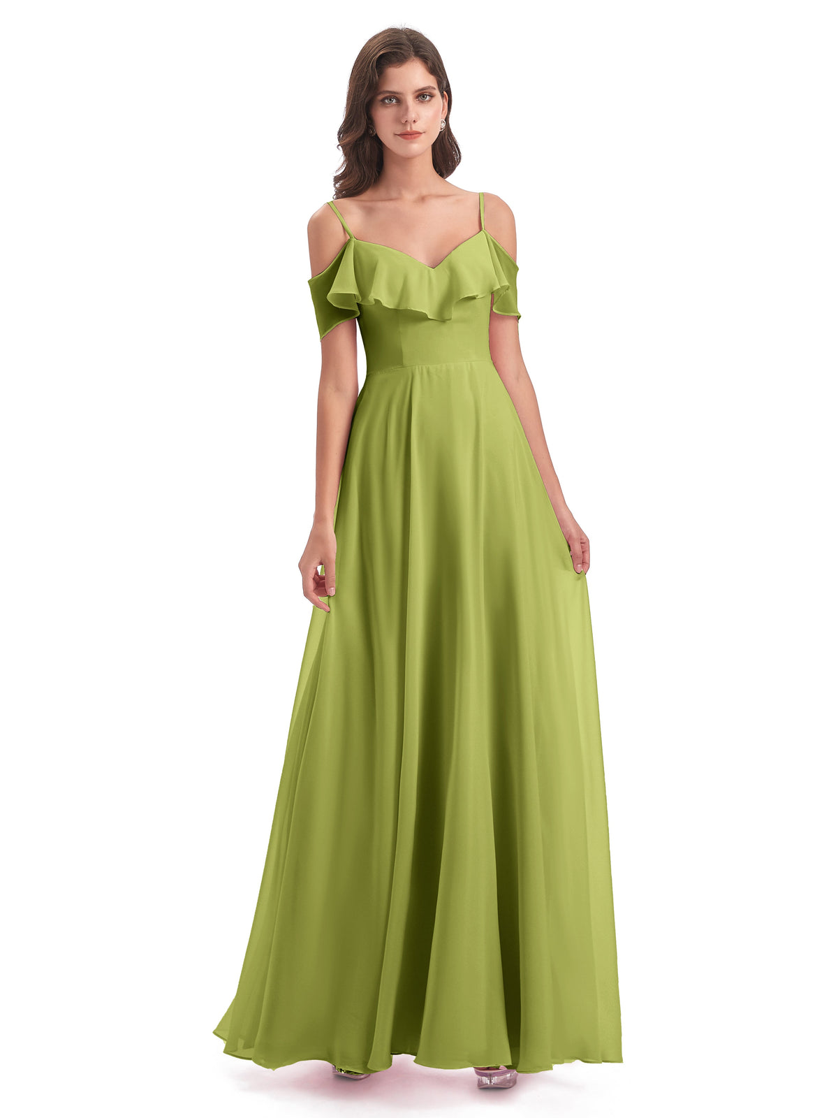 Robes De Demoiselle D'Honneur Trèfle Trapèze Bretelles Spaghetti Longue Robes Demoiselle D'Honneur