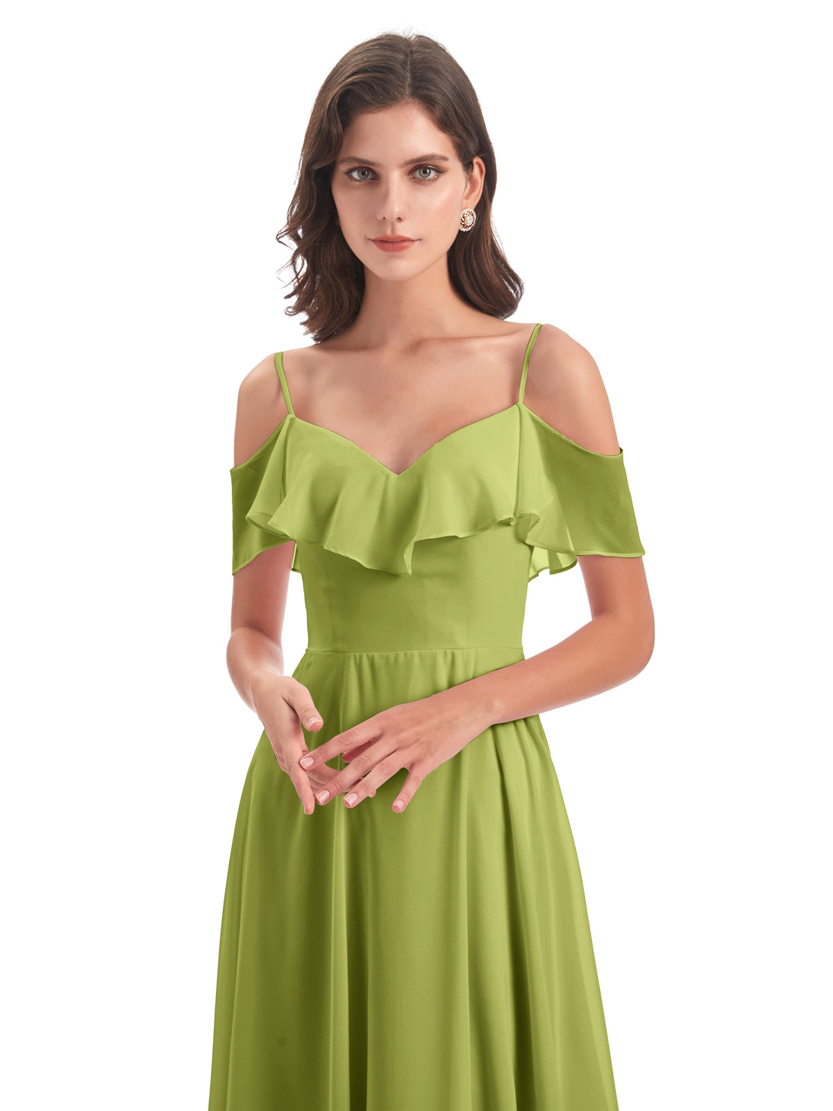 Robes De Demoiselle D'Honneur Trèfle Trapèze Bretelles Spaghetti Longue Robes Demoiselle D'Honneur