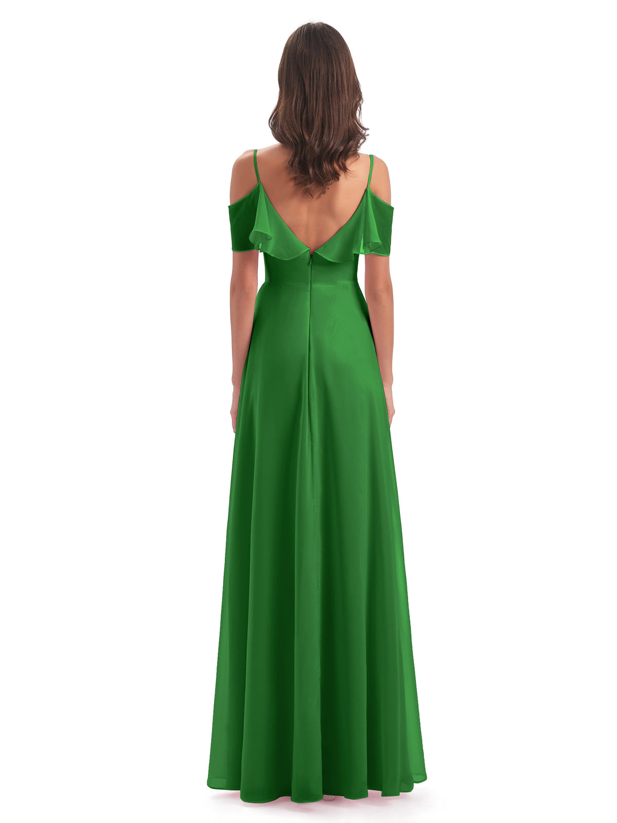 Robes De Demoiselle D'Honneur Vert Forêt Trapèze Bretelles Spaghetti Longue Robes Demoiselle D'Honneur