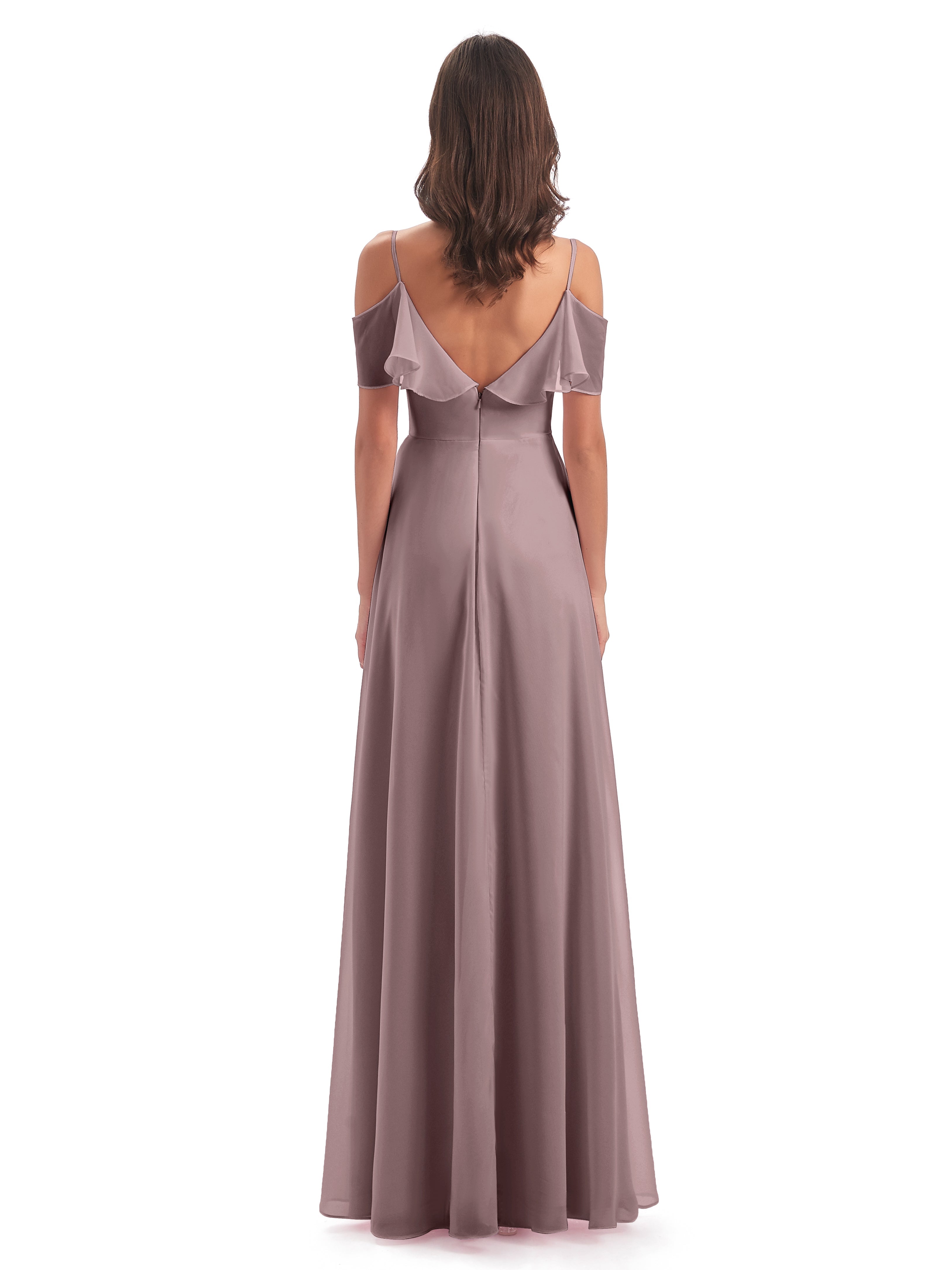 Robes De Demoiselle D'Honneur Vintage Mauve Trapèze Bretelles Spaghetti Longue Robes Demoiselle D'Honneur