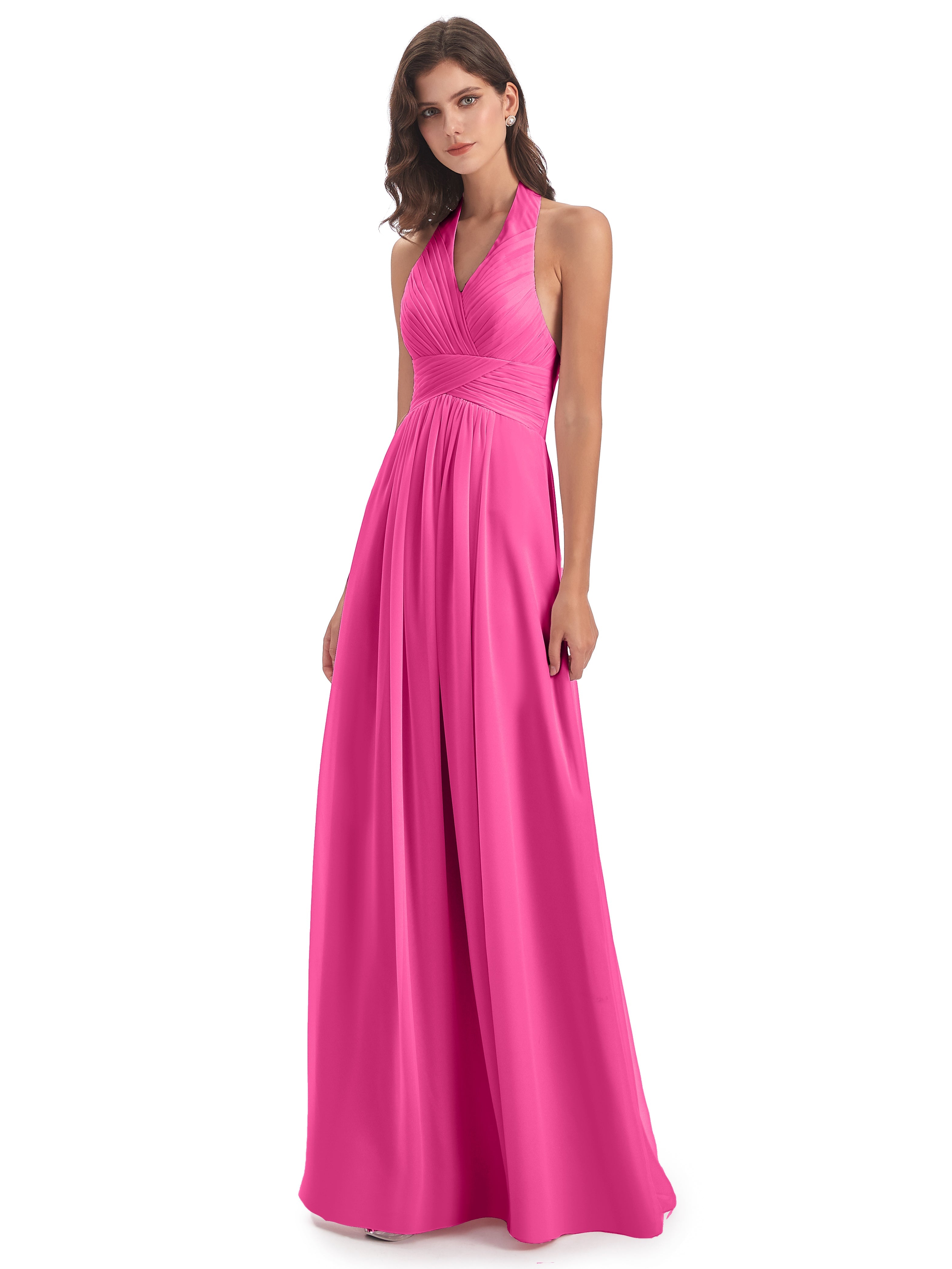 Robe Demoiselle D Honneur En Azalée Camila Licou Dos Nu Plis Robes Demoiselle D'Honneur
