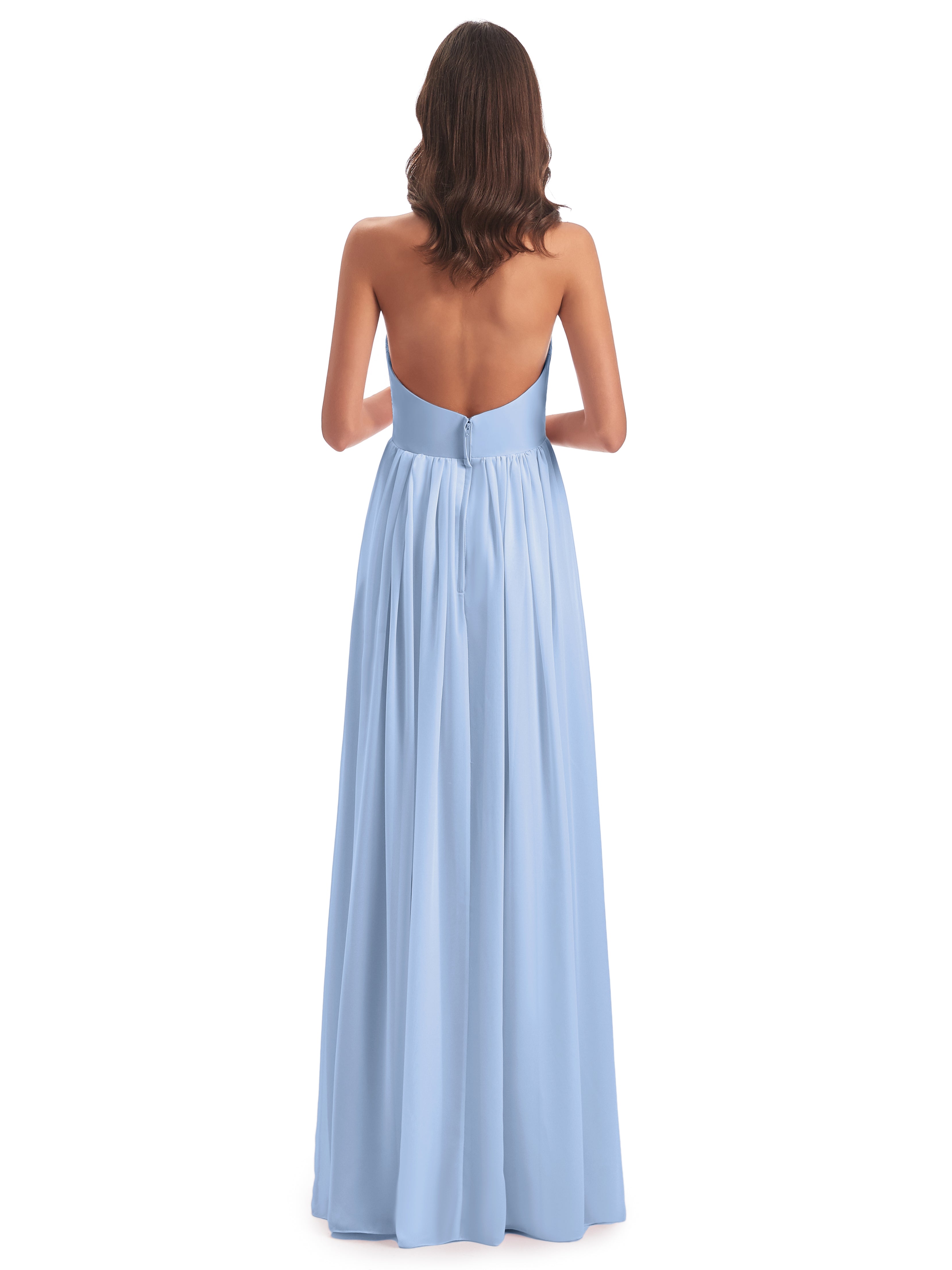 Robe De Demoiselle D Honneur Bleu Ciel Camila Licou Dos Nu Plis Robes Demoiselle D'Honneur