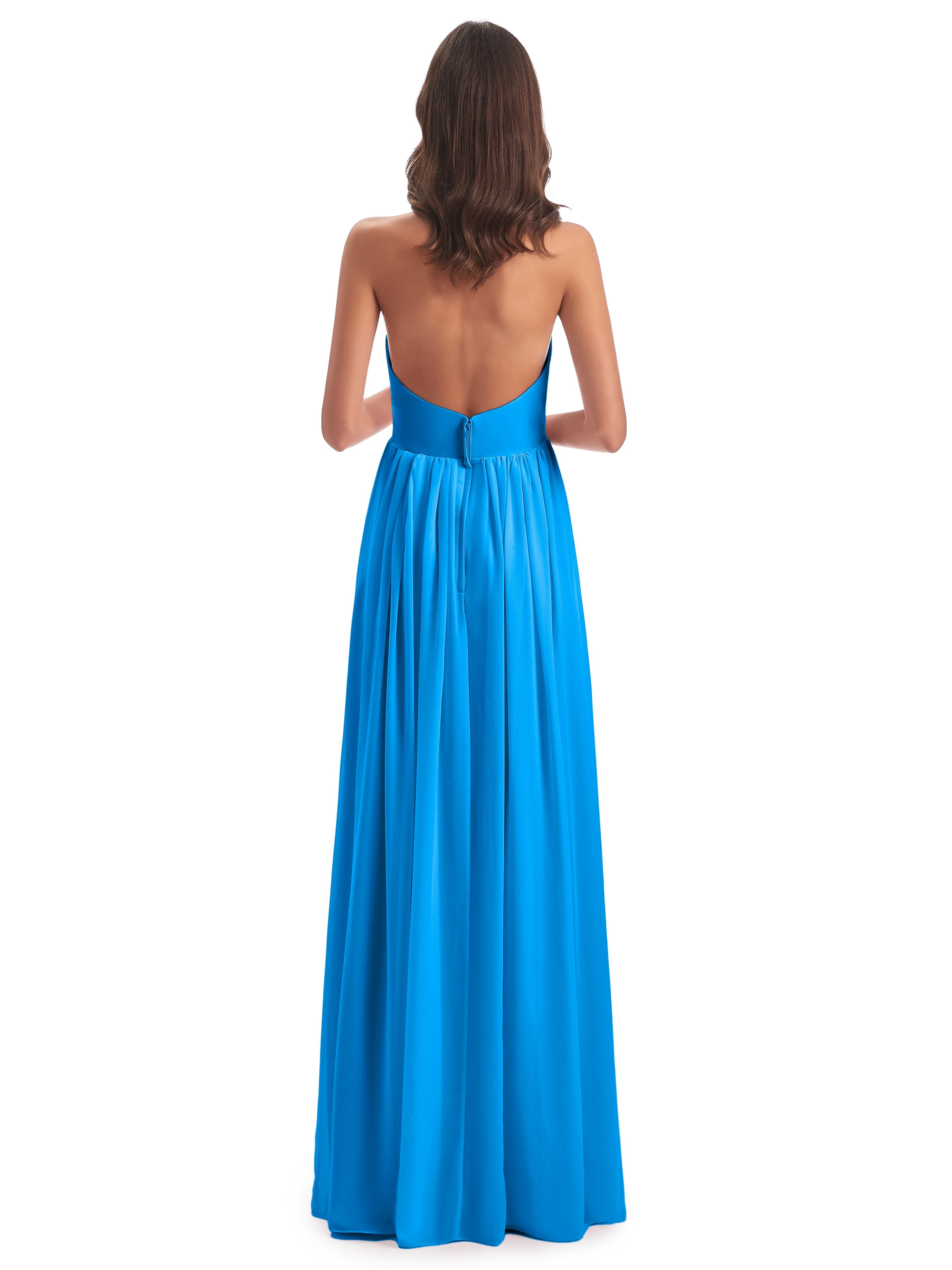 Robes De Demoiselle D'Honneur Bleu Océan Camila Licou Dos Nu Plis Robes Demoiselle D'Honneur