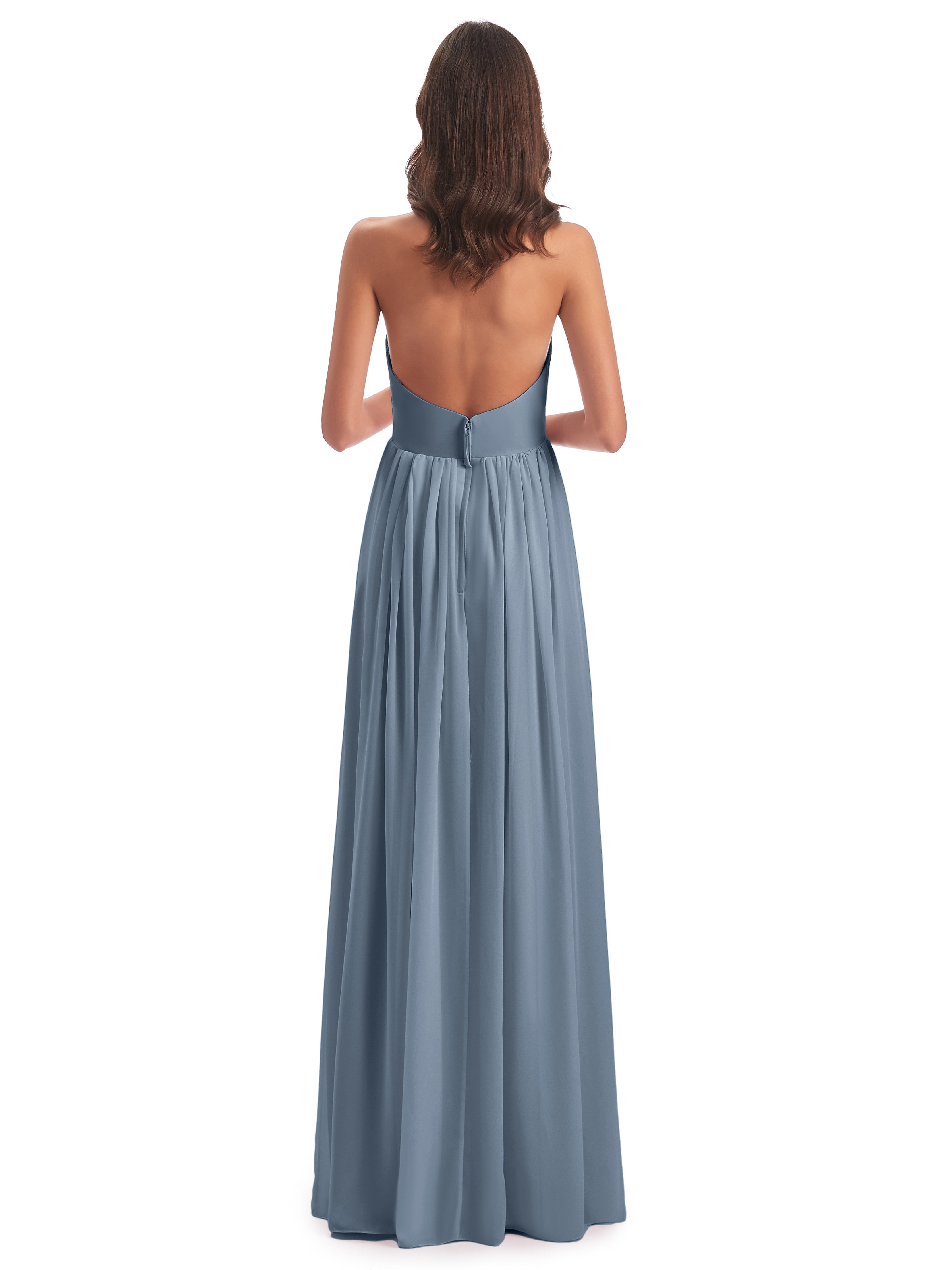 Robes De Demoiselle D'Honneur Bleu Poudre Camila Licou Dos Nu Plis Robes Demoiselle D'Honneur
