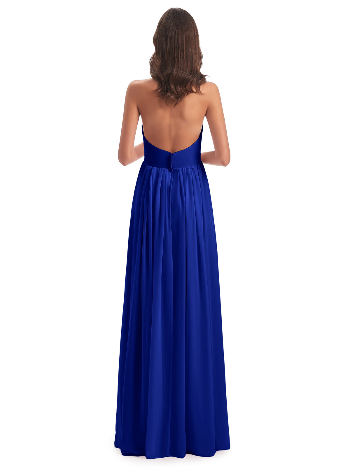 Robe Demoiselle D Honneur Bleue Roi Camila Licou Dos Nu Plis Robes Demoiselle D'Honneur