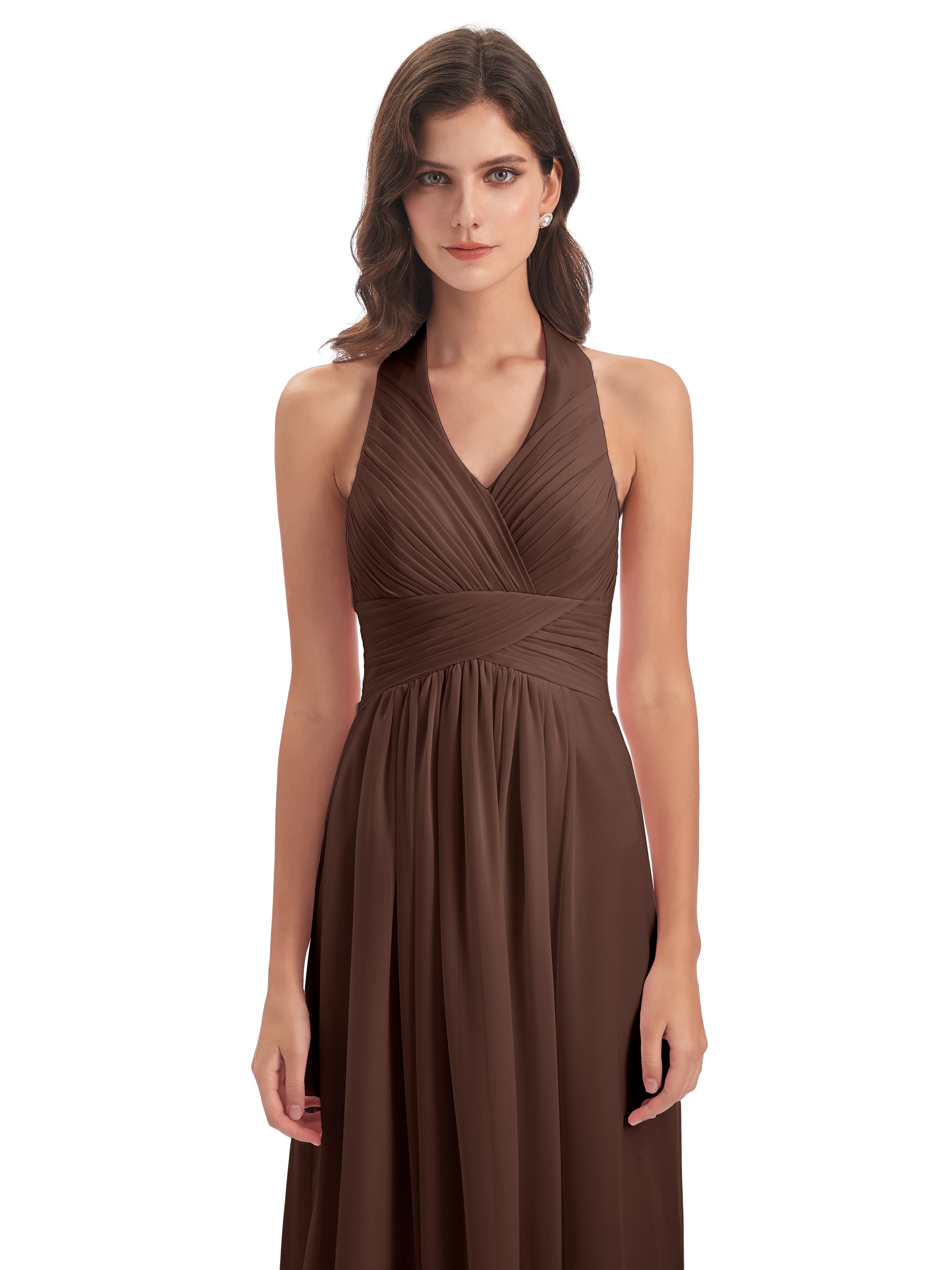 Robe De Demoiselle D Honneur Chocolat Camila Licou Dos Nu Plis Robes Demoiselle D'Honneur
