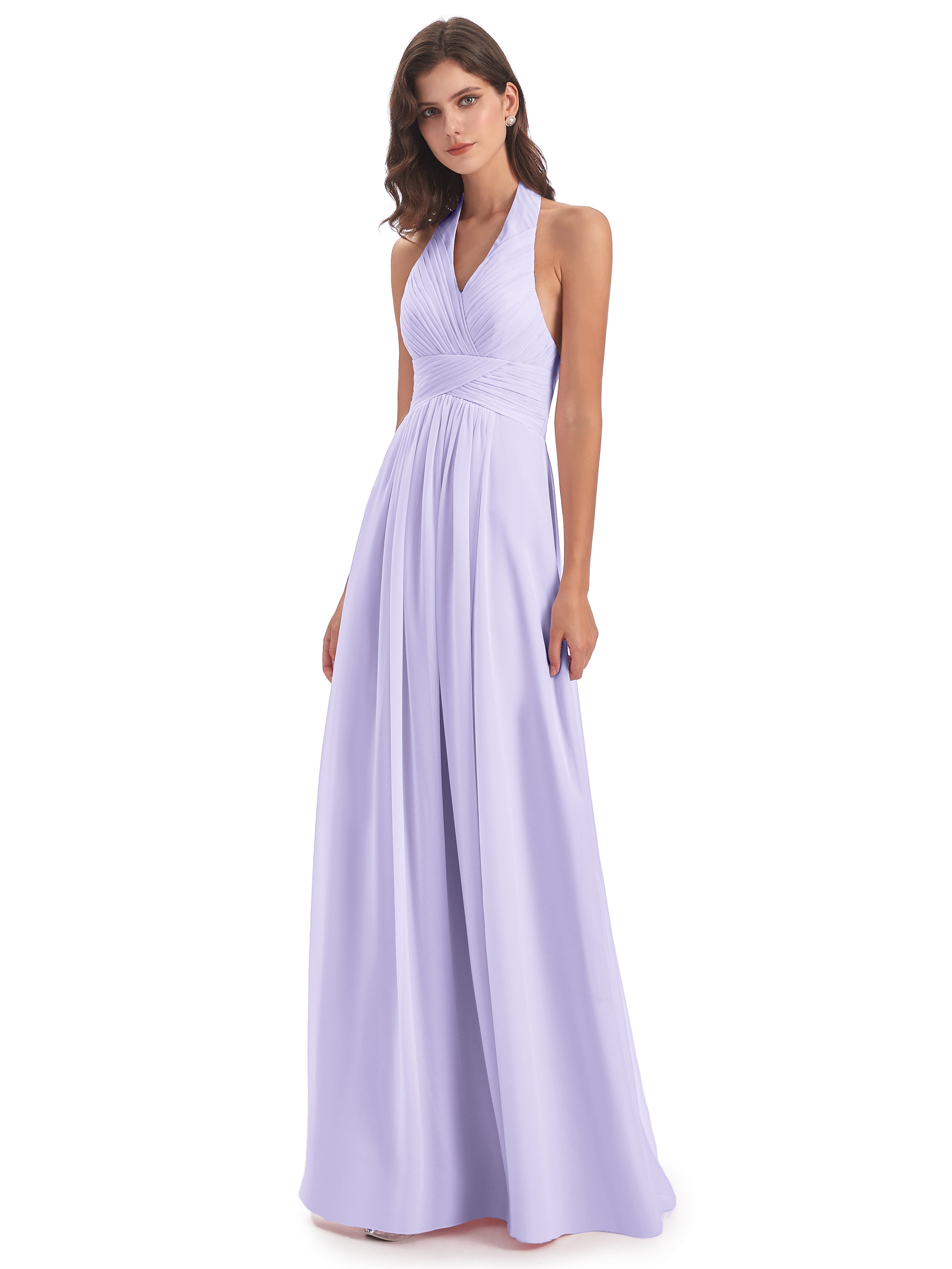 Robe Demoiselle D Honneur Lilas Camila Licou Dos Nu Plis Robes Demoiselle D'Honneur