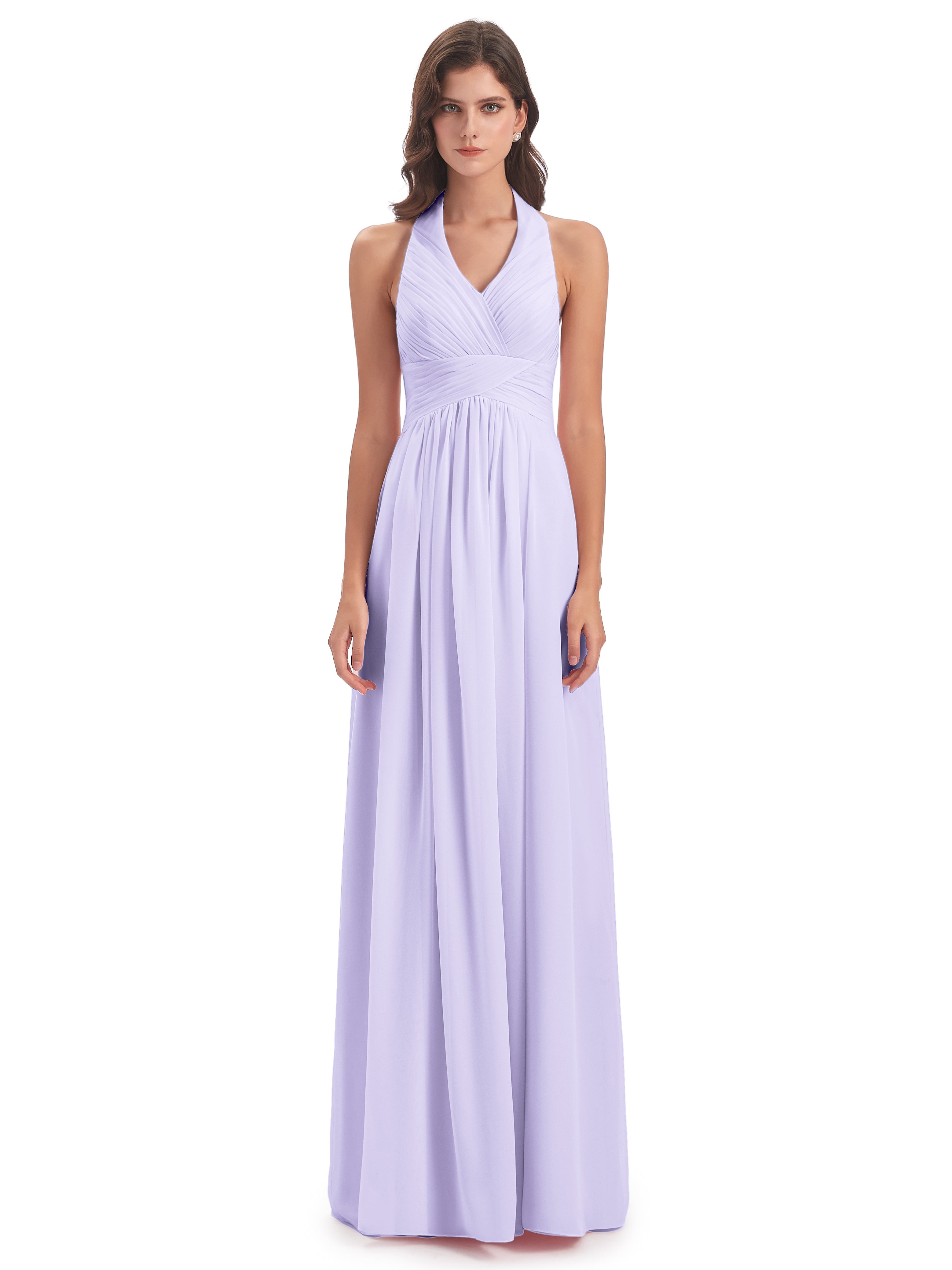 Robe Demoiselle D Honneur Lilas Camila Licou Dos Nu Plis Robes Demoiselle D'Honneur