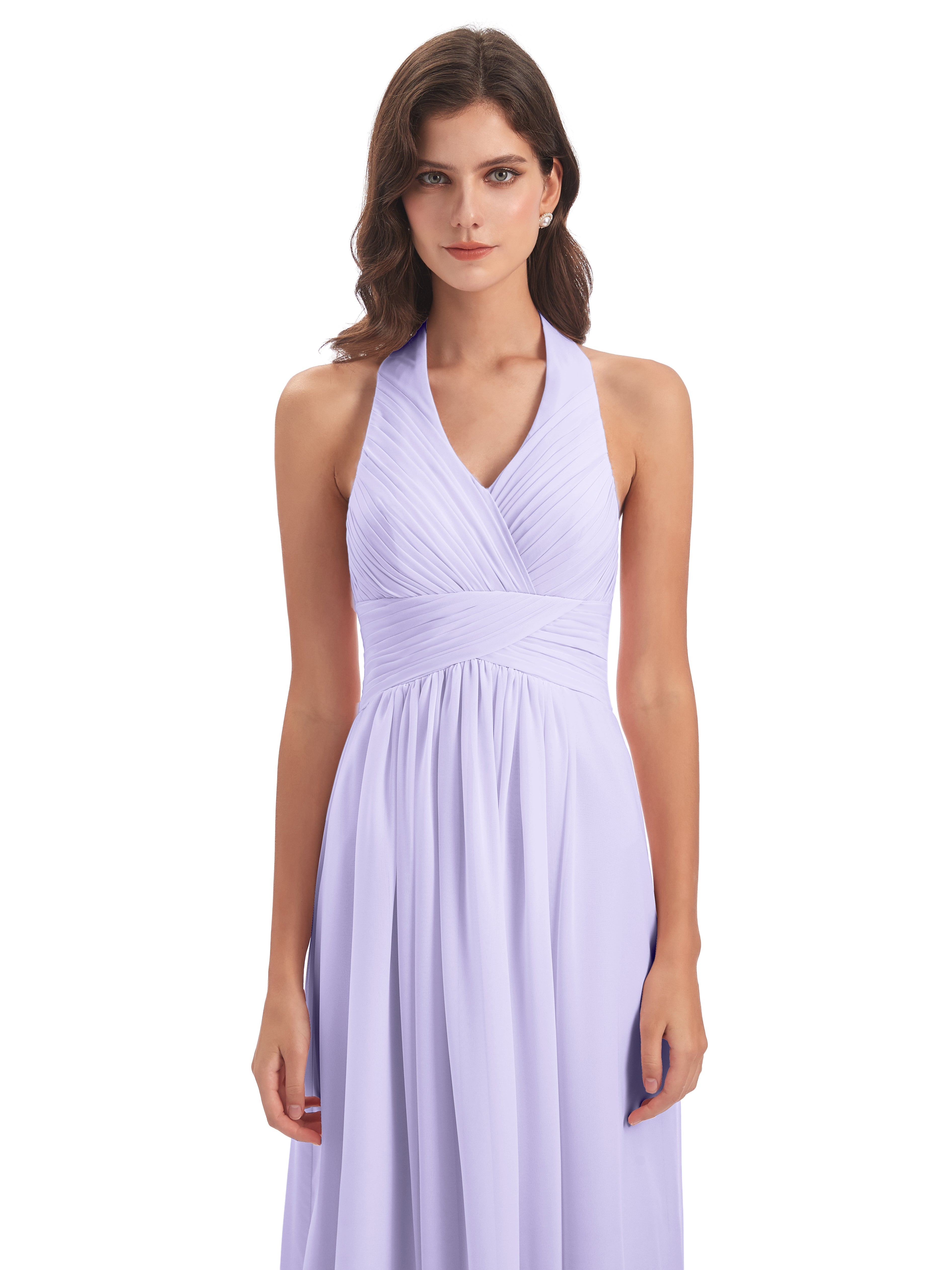 Robe Demoiselle D Honneur Lilas Camila Licou Dos Nu Plis Robes Demoiselle D'Honneur