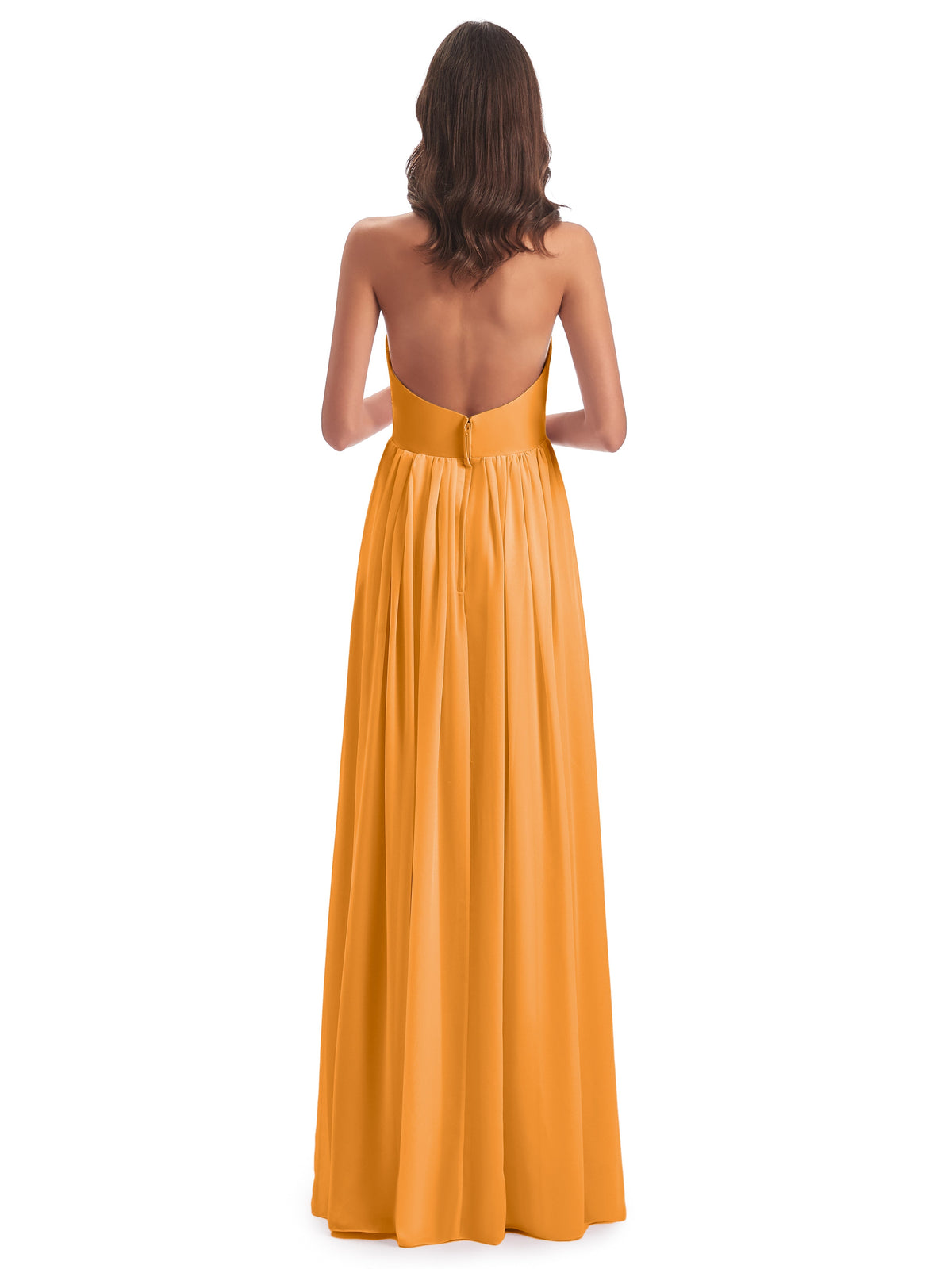 Robes De Demoiselle D'Honneur Mandarine Camila Licou Dos Nu Plis Robes Demoiselle D'Honneur