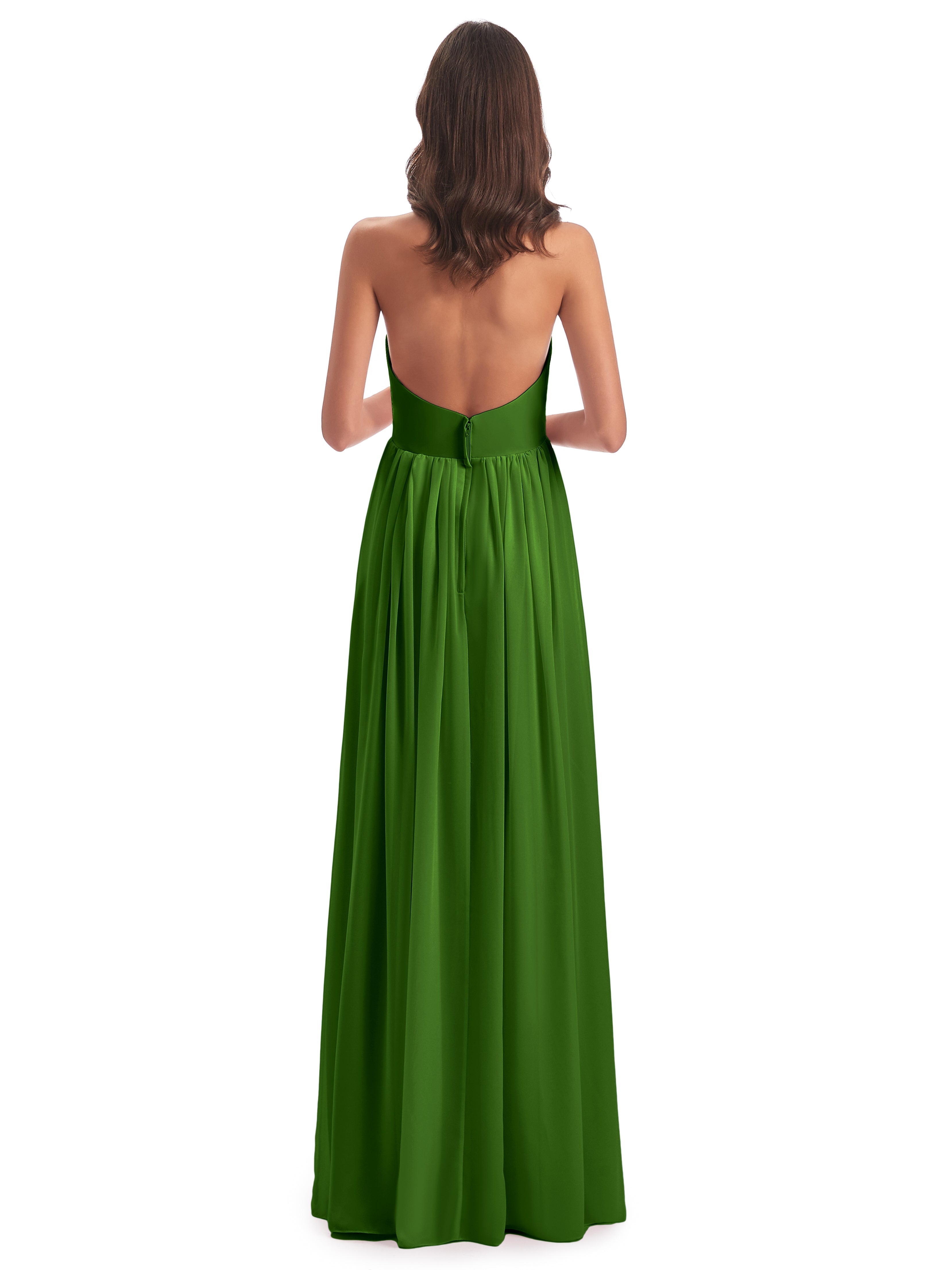 Robes De Demoiselle D'Honneur Vert Mousse Camila Licou Dos Nu Plis Robes Demoiselle D'Honneur