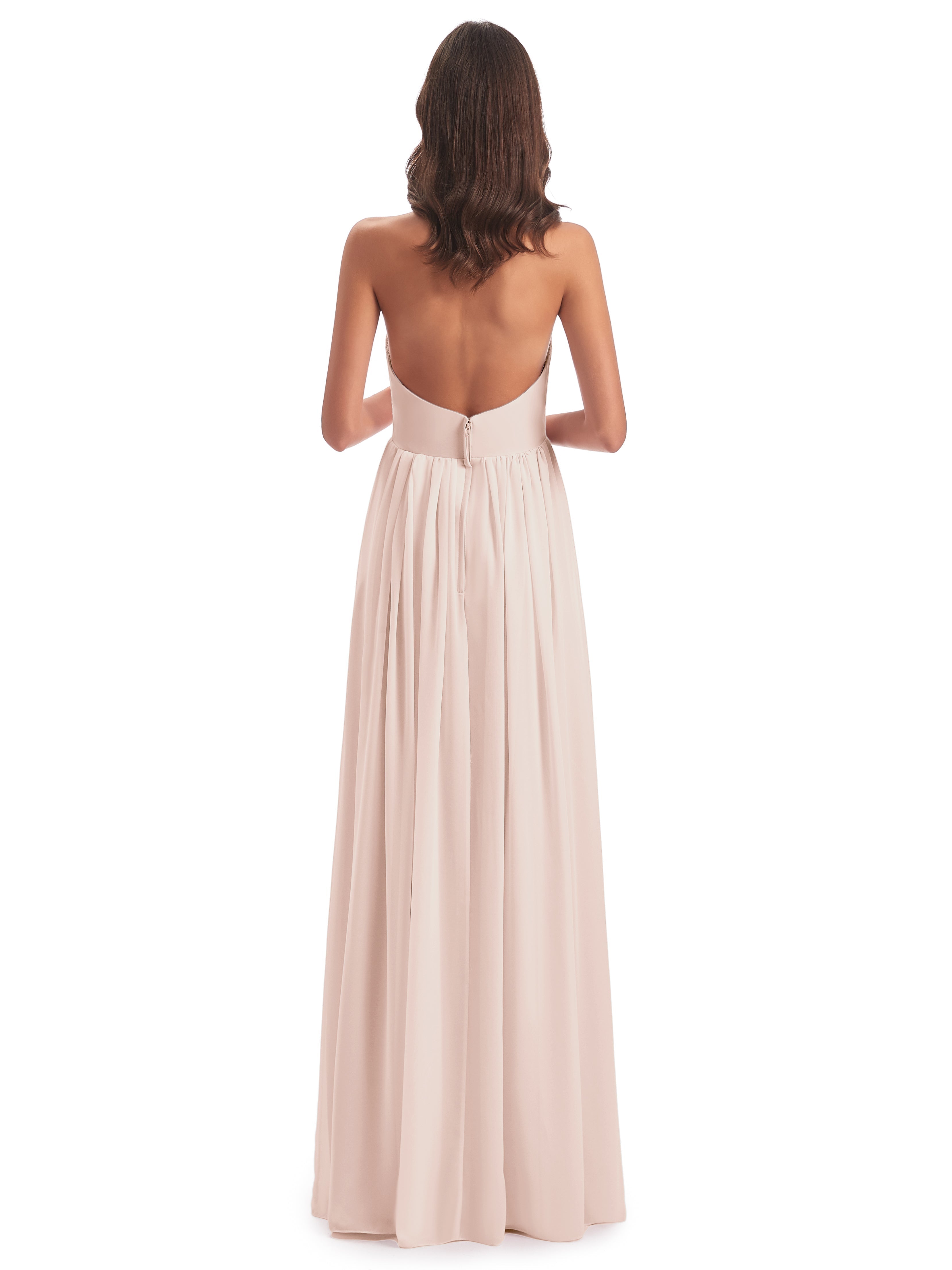 Robe Demoiselle D Honneur Rose Perle Camila Licou Dos Nu Plis Robes Demoiselle D'Honneur