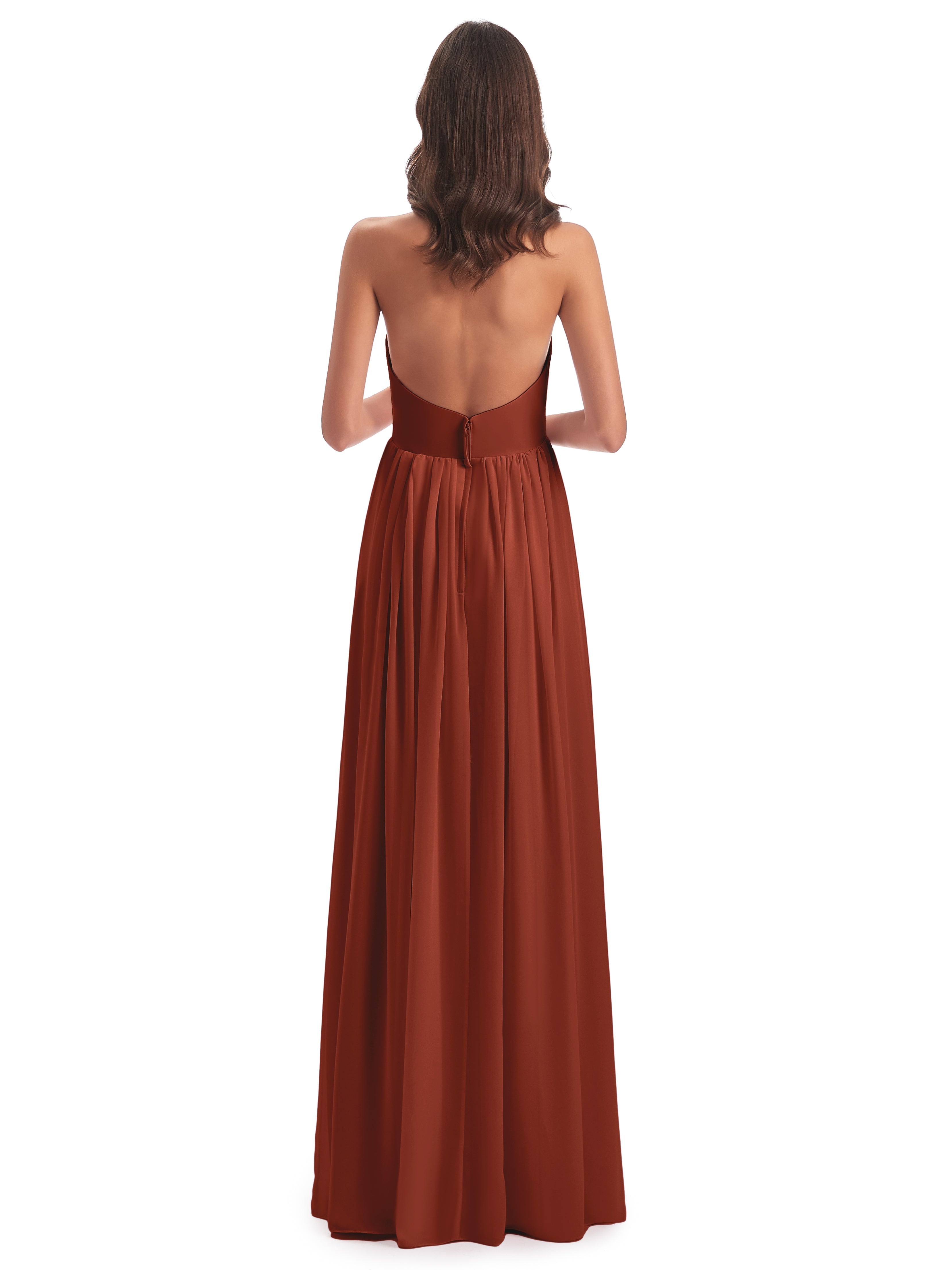 Robe Rouille Demoiselle D Honneur Camila Licou Dos Nu Plis Robes Demoiselle D'Honneur