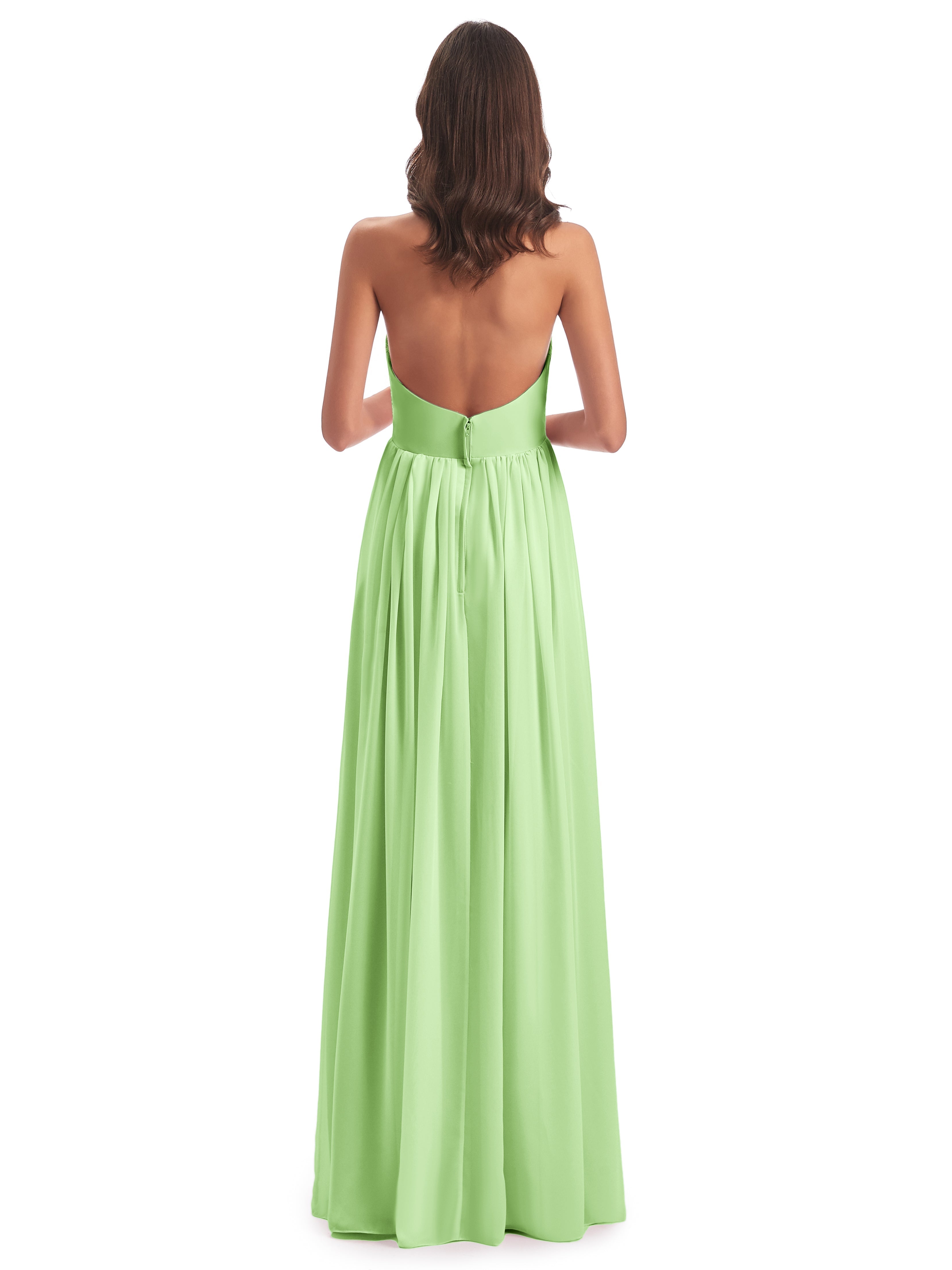 Demoiselle D Honneur Vert Sauge Camila Licou Dos Nu Plis Robes Demoiselle D'Honneur