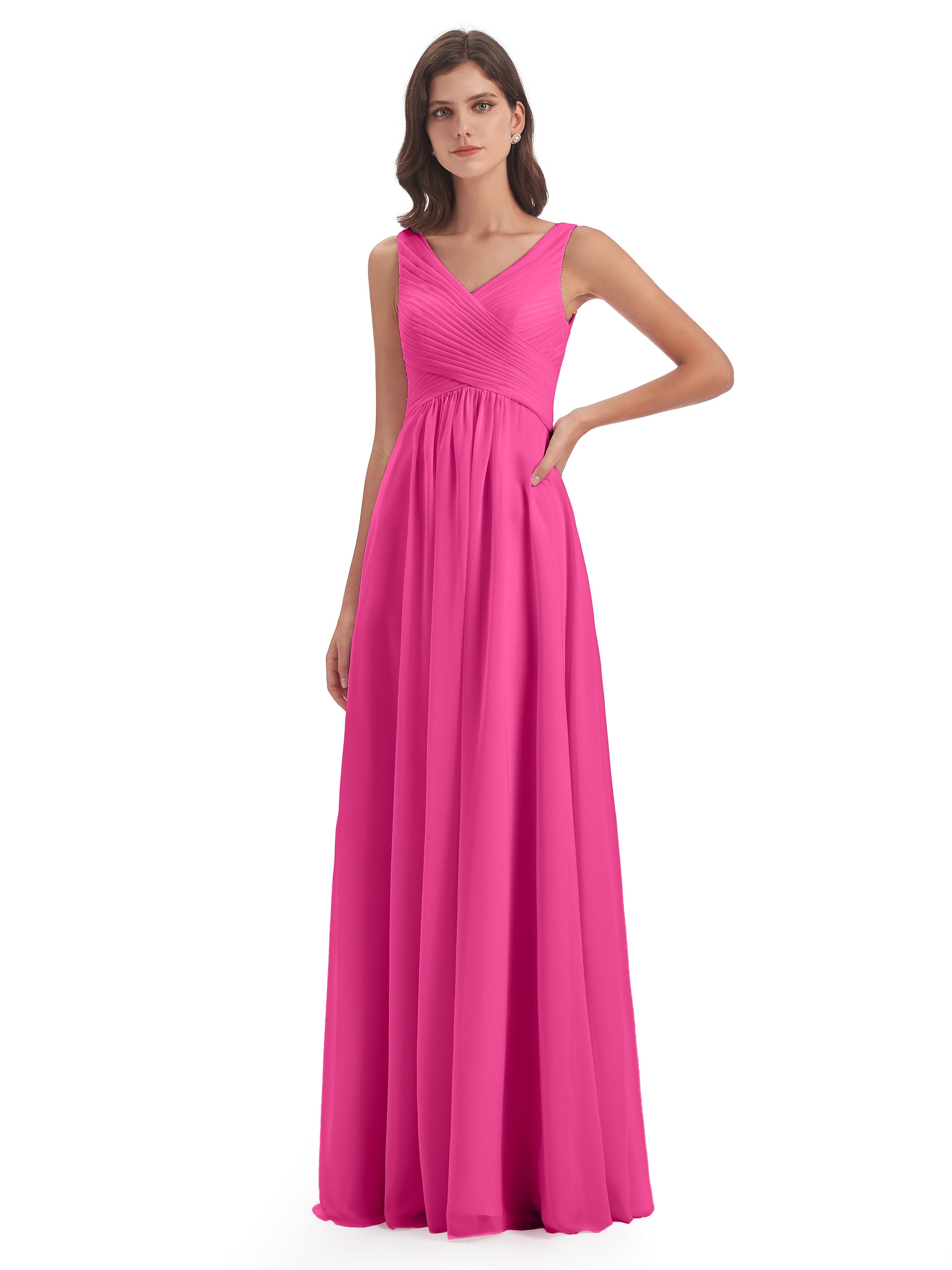 Robe Demoiselle D Honneur Azalée Col V Bretelle Mousseline Robes Demoiselle D'Honneur
