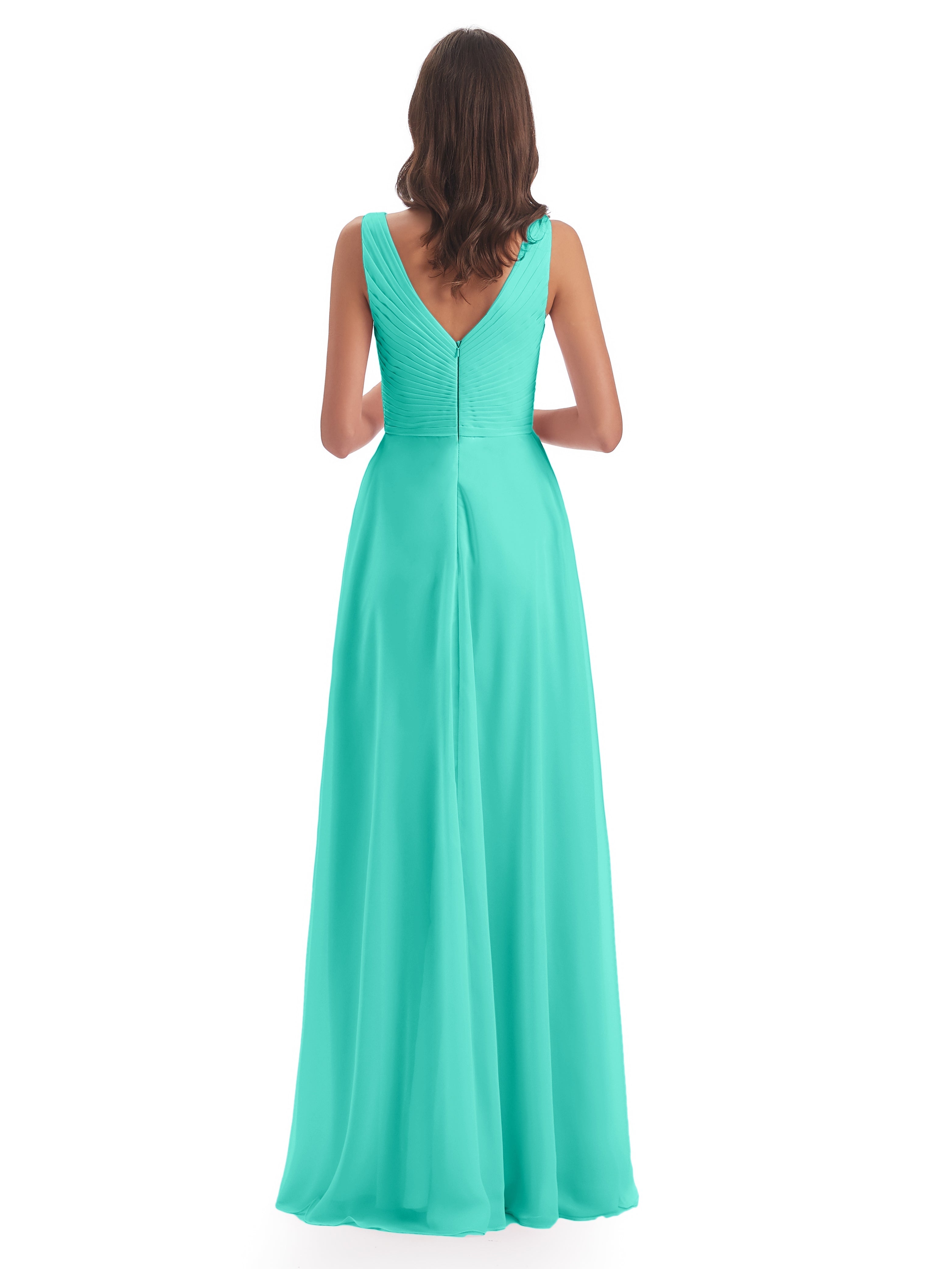 Robes De Demoiselle D'Honneur Spa Col V Bretelle Mousseline Robes Demoiselle D'Honneur