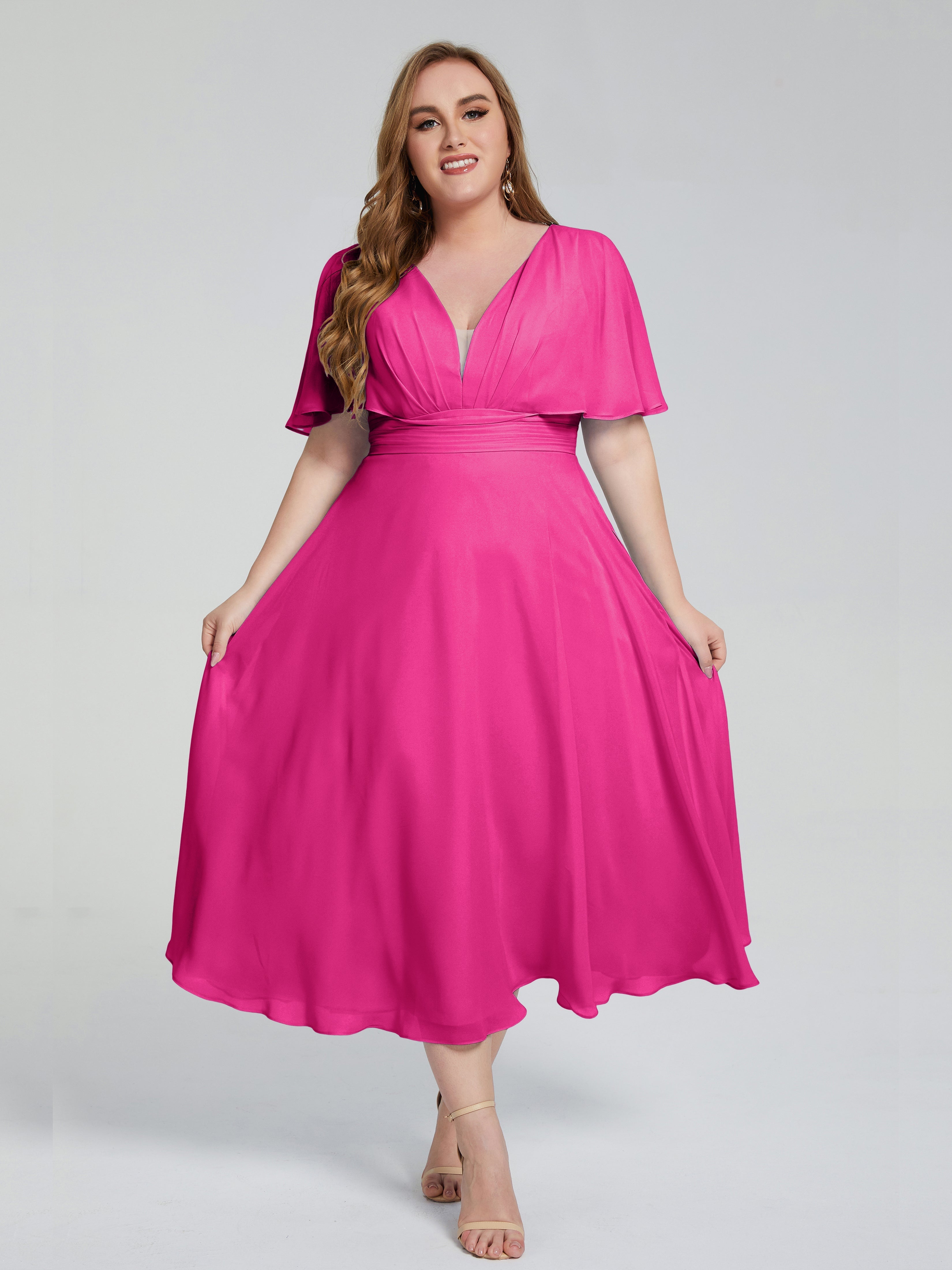 Robe Demoiselle D Honneur Fuchsia Dos Nu Mousseline Robes Demoiselle D'Honneur Grande Taille