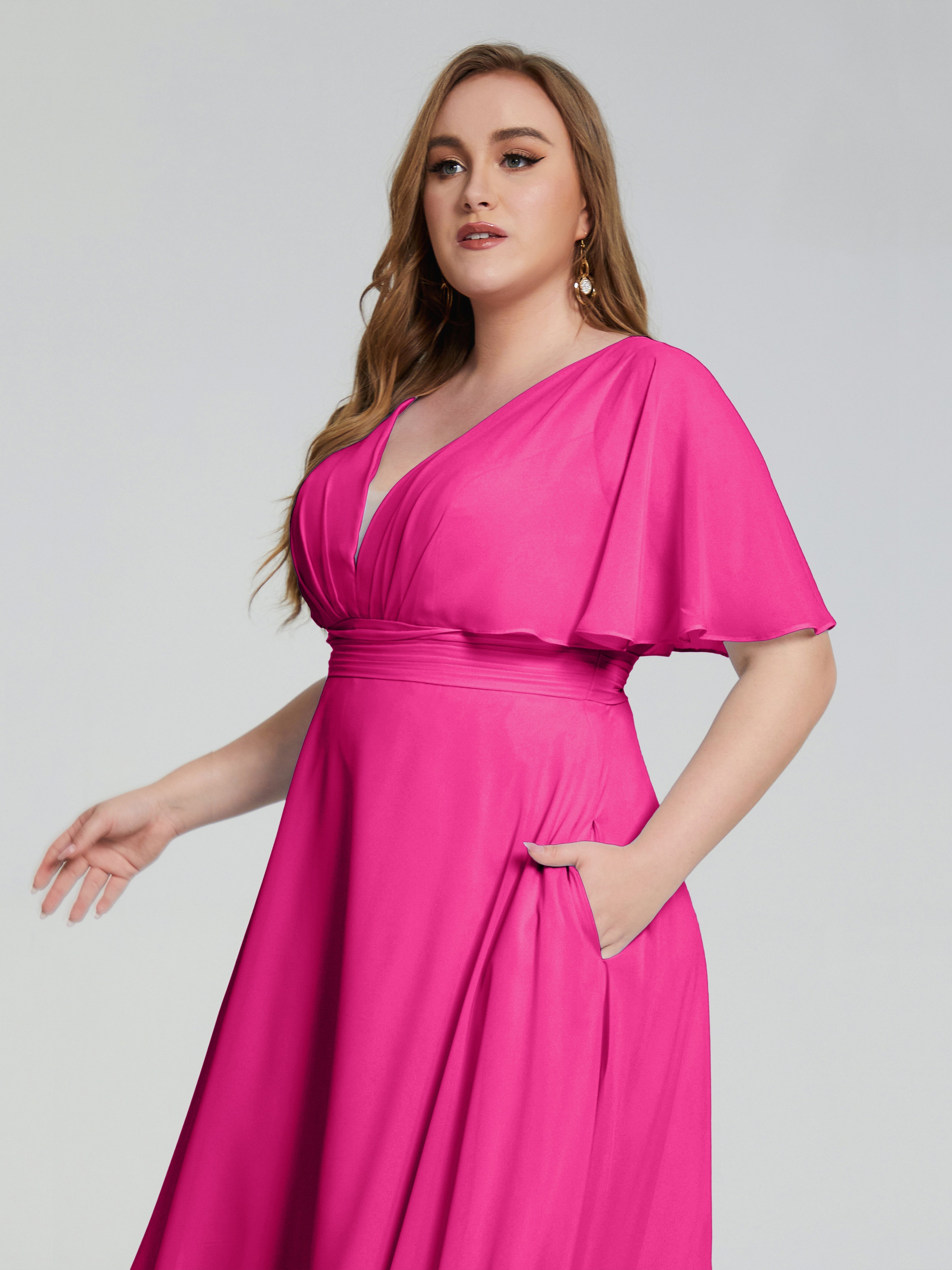 Robe Demoiselle D Honneur Fuchsia Dos Nu Mousseline Robes Demoiselle D'Honneur Grande Taille