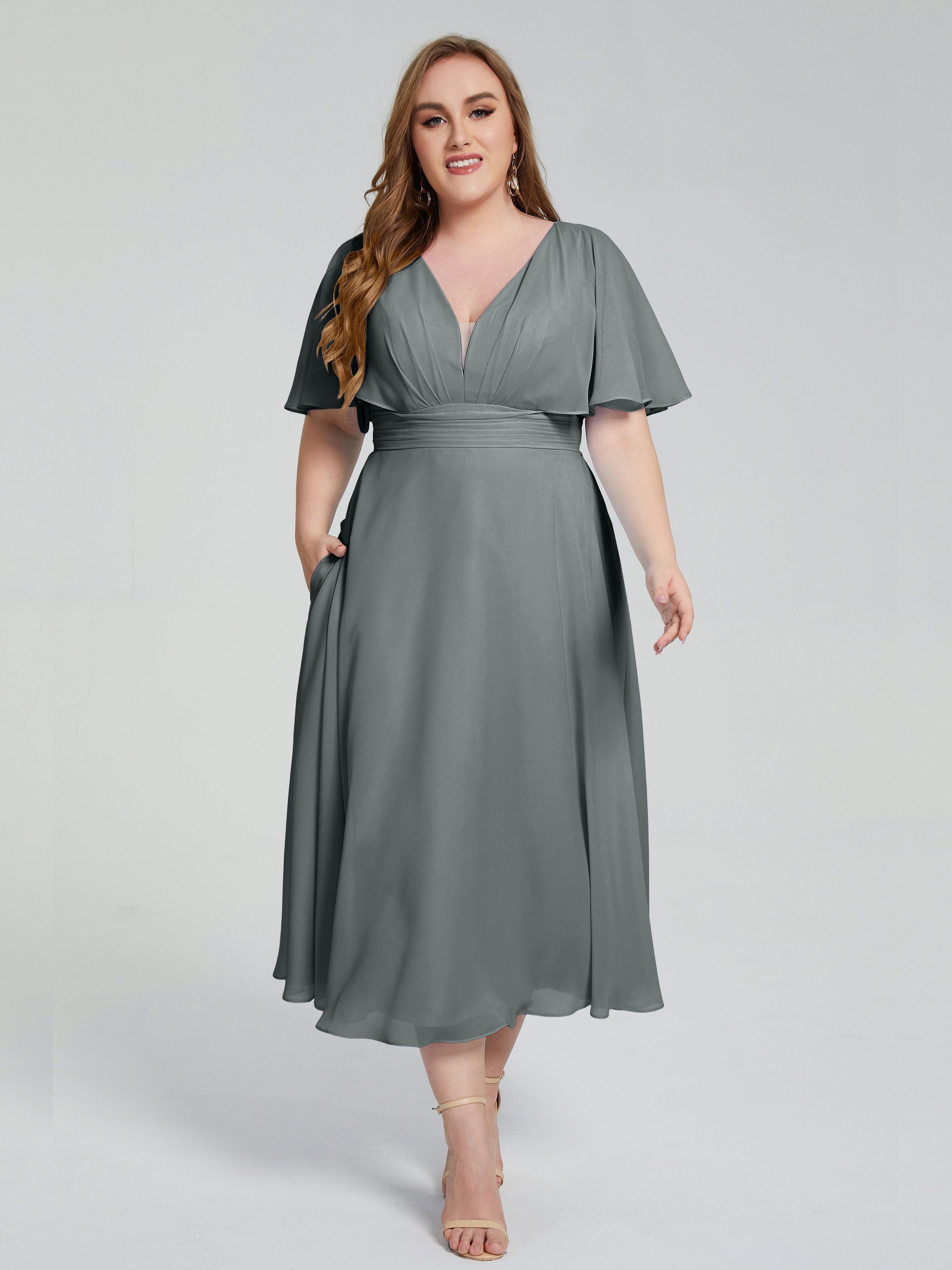 Robe Grise Demoiselle D Honneur Dos Nu Mousseline Robes Demoiselle D'Honneur Grande Taille
