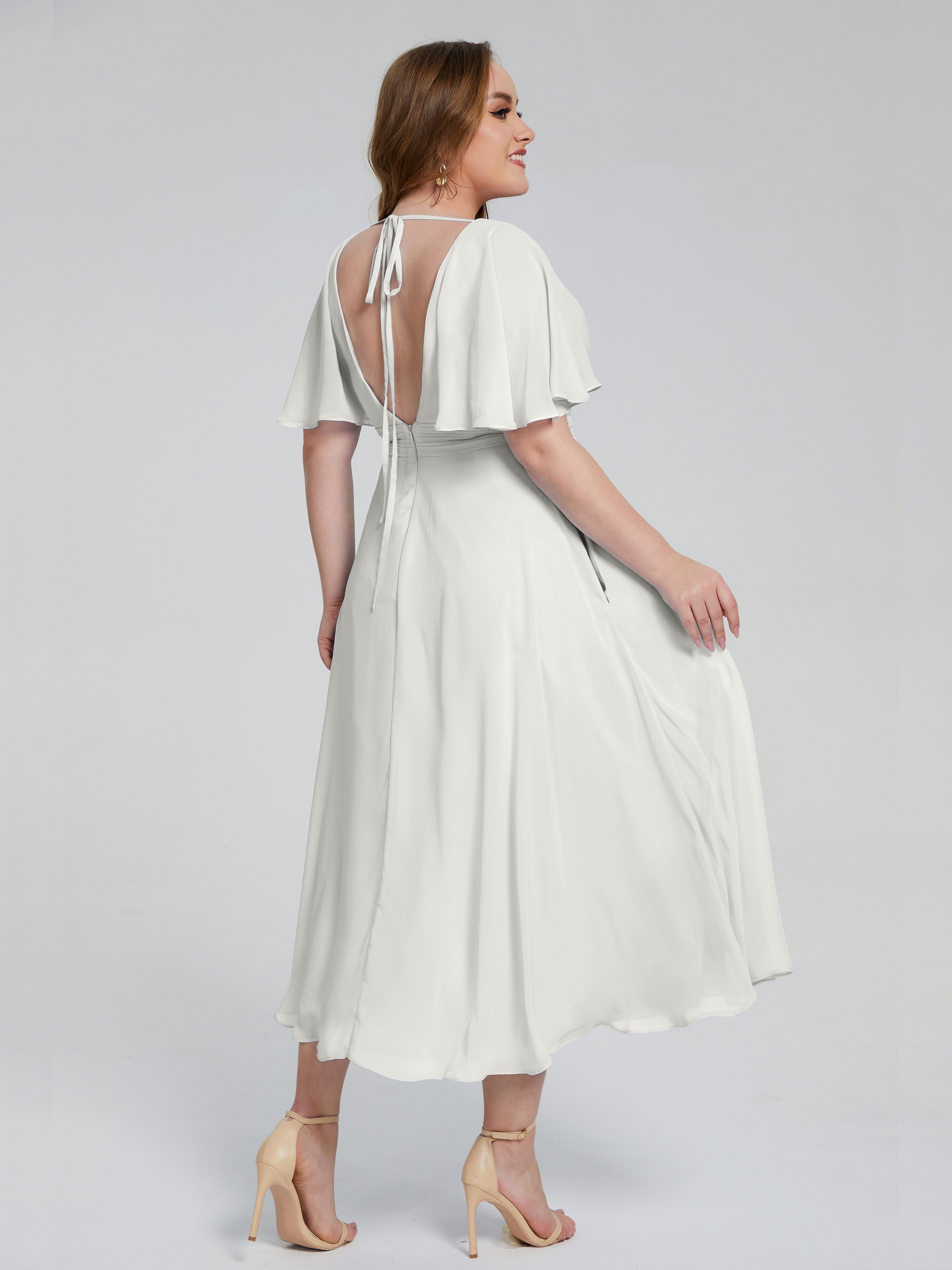 Robe Ivoire Demoiselle D Honneur Dos Nu Mousseline Robes Demoiselle D'Honneur Grande Taille