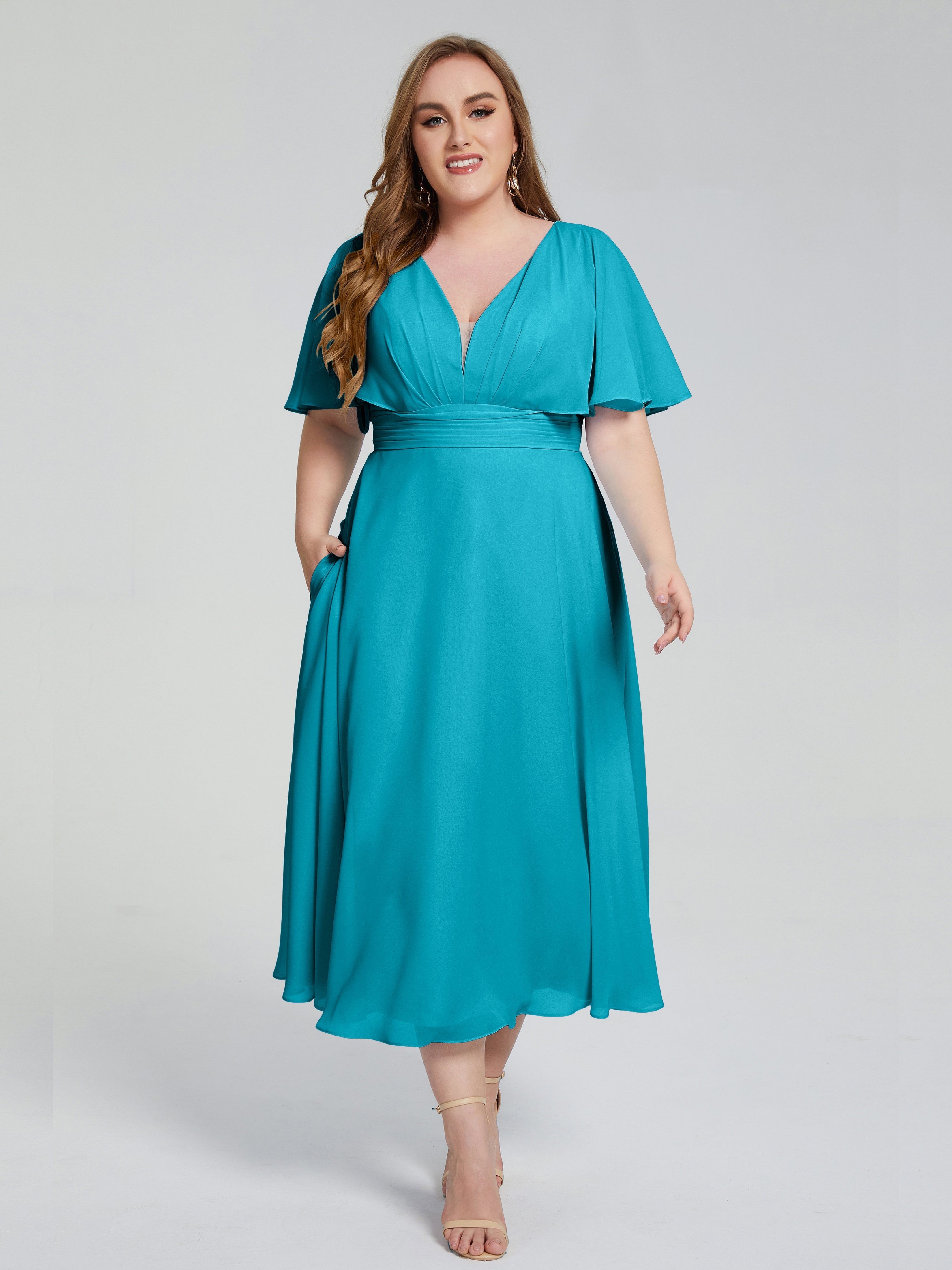 Robes De Demoiselle D'Honneur Vert Jade Dos Nu Mousseline Robes Demoiselle D'Honneur Grande Taille