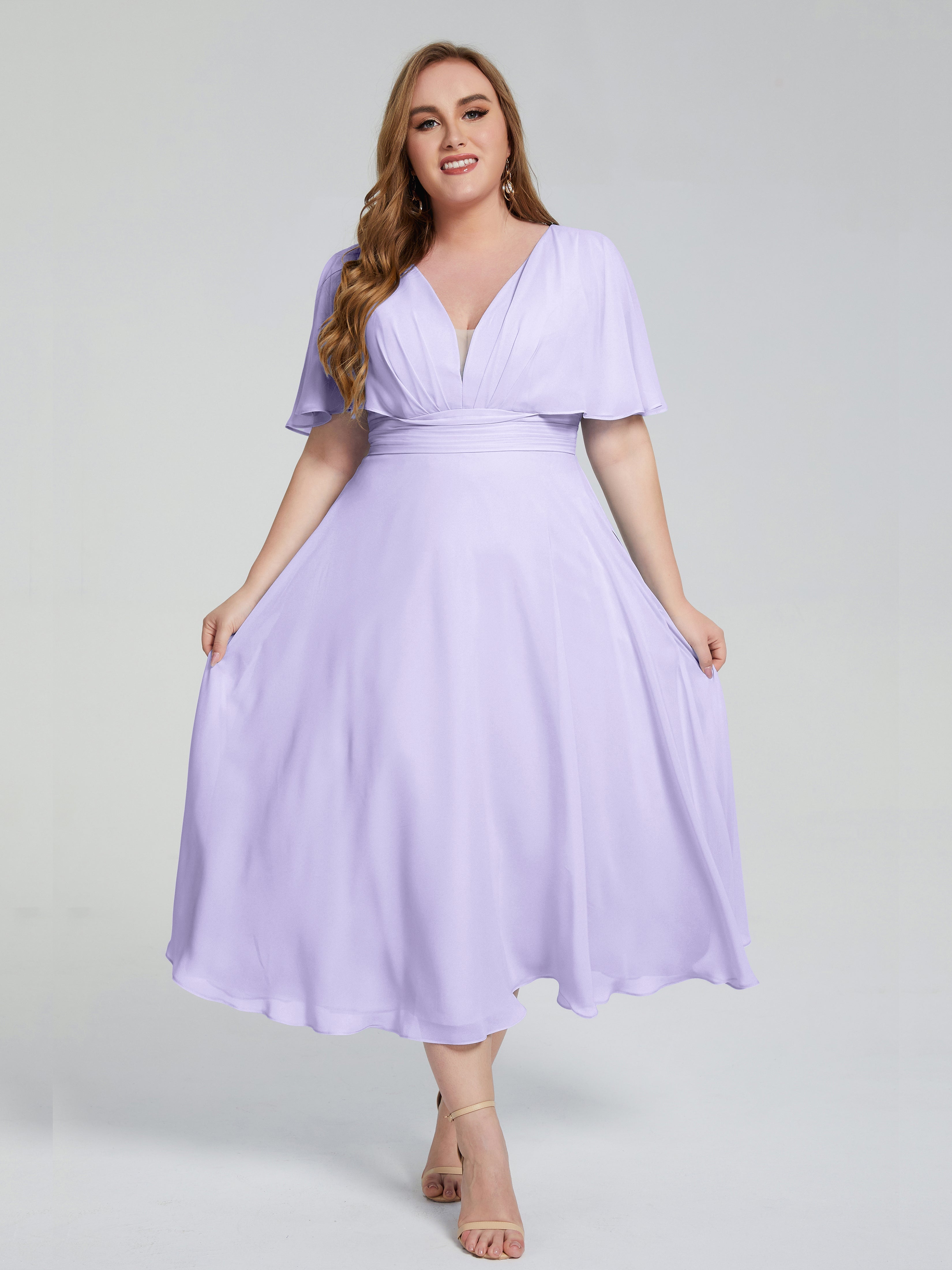 Robe Lilas Demoiselle D Honneur Dos Nu Mousseline Robes Demoiselle D'Honneur Grande Taille