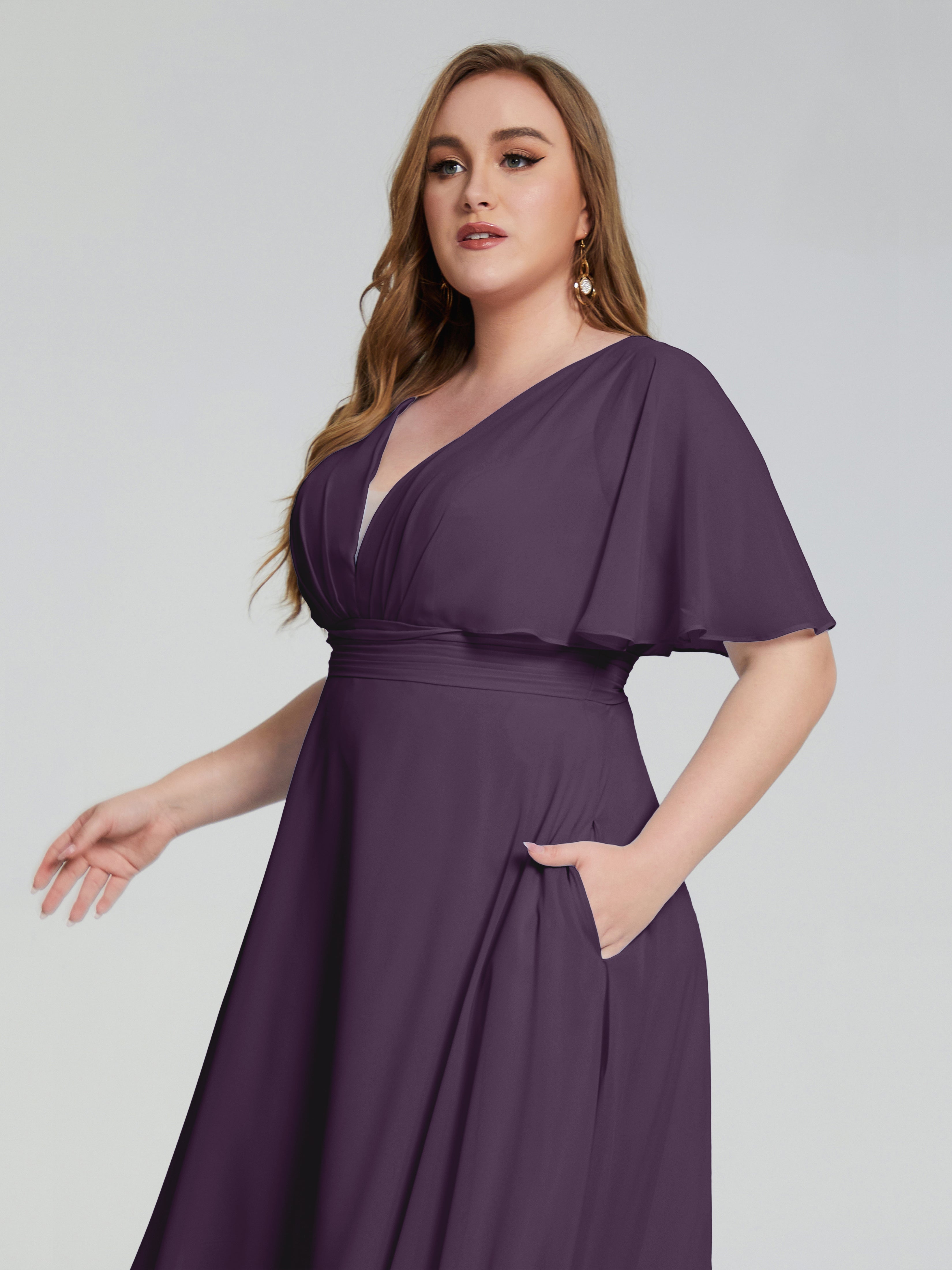 Robe De Demoiselle D'Honneur En Plum Dos Nu Mousseline Robes Demoiselle D'Honneur Grande Taille
