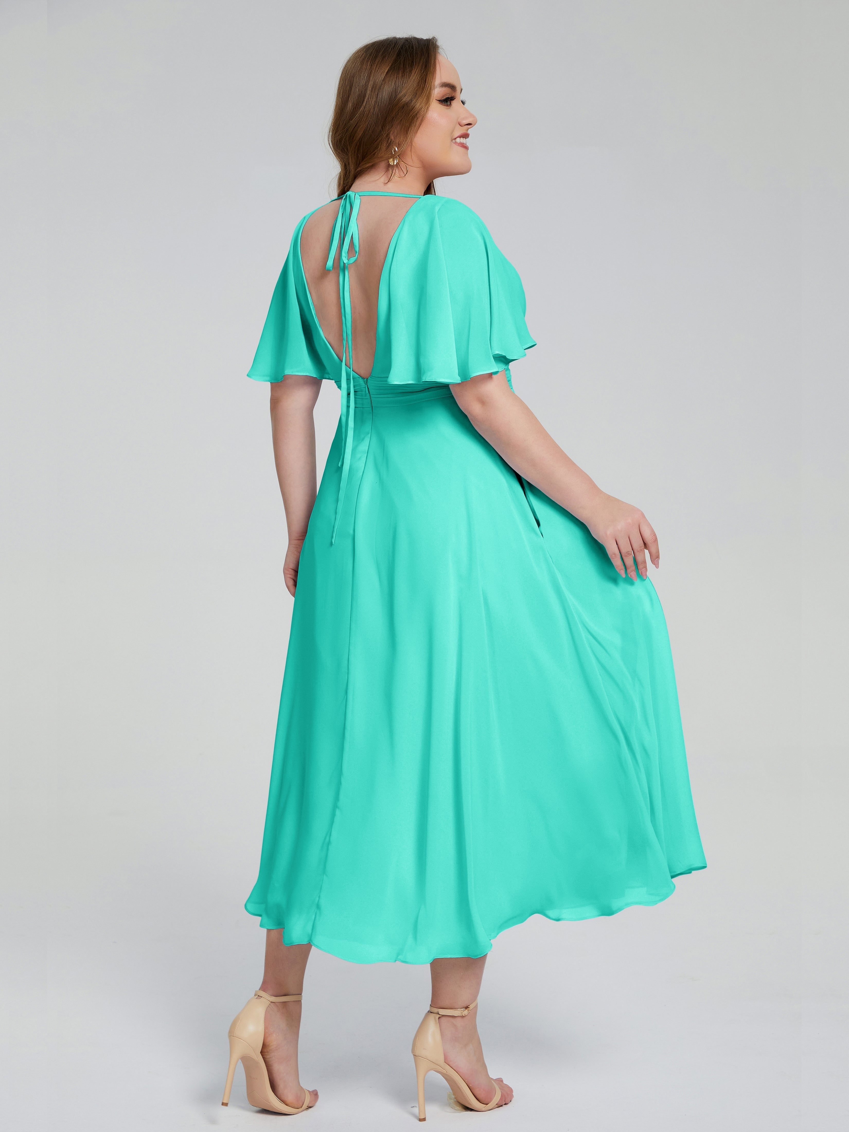 Robes De Demoiselle D'Honneur Spa Dos Nu Mousseline Robes Demoiselle D'Honneur Grande Taille