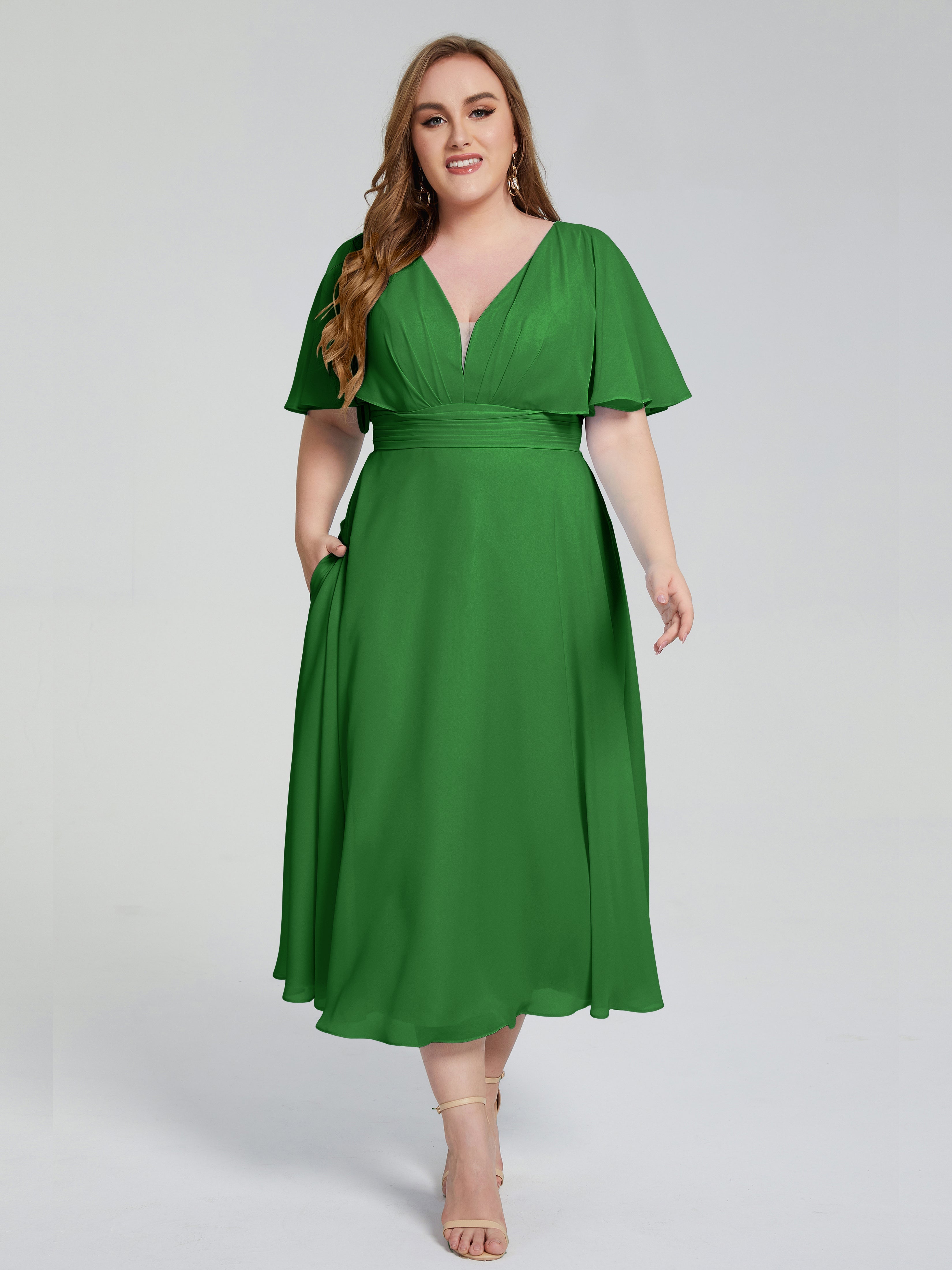 Robe Vert Demoiselle D Honneur Dos Nu Mousseline Robes Demoiselle D'Honneur Grande Taille