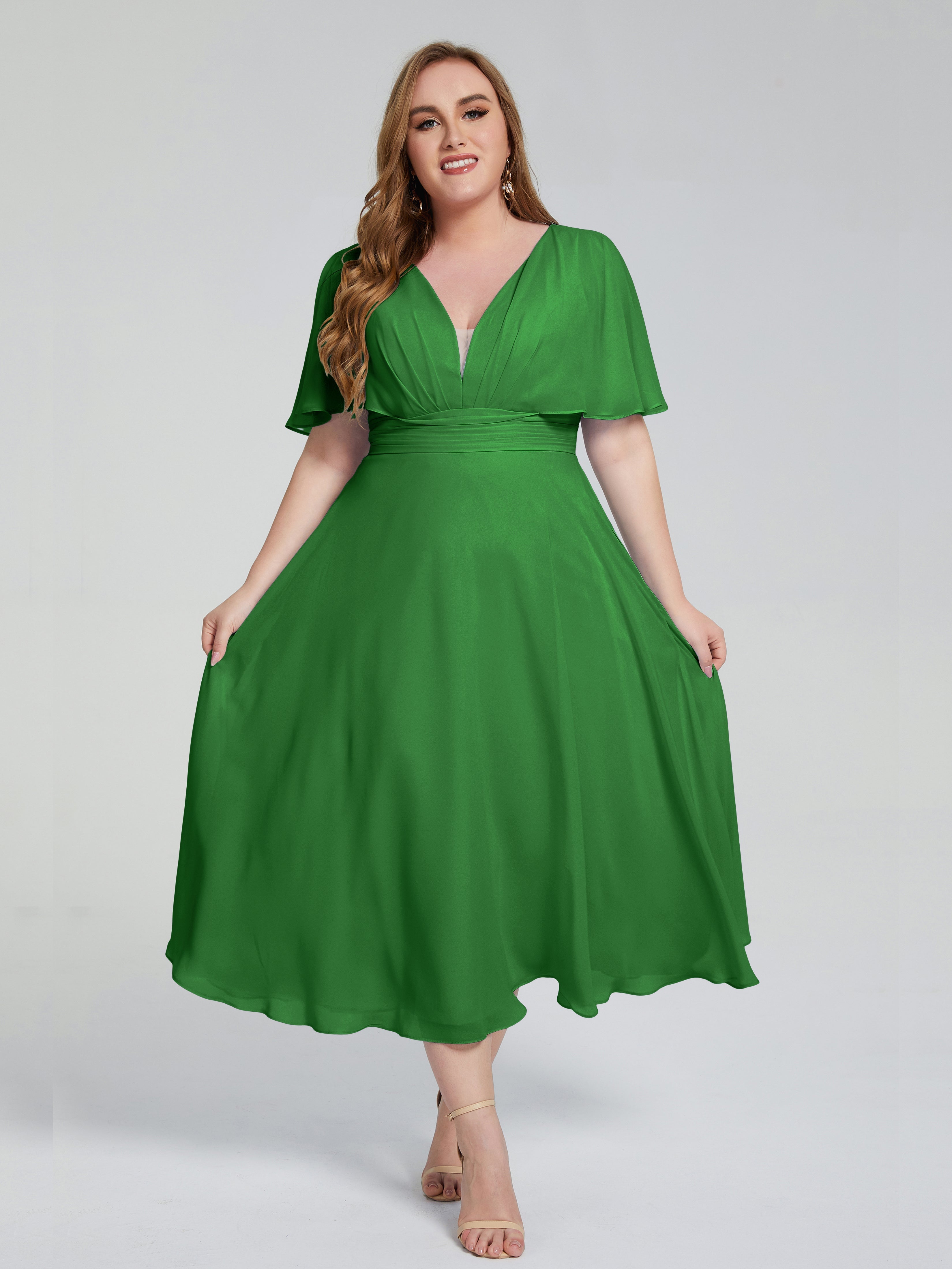 Robe Vert Demoiselle D Honneur Dos Nu Mousseline Robes Demoiselle D'Honneur Grande Taille