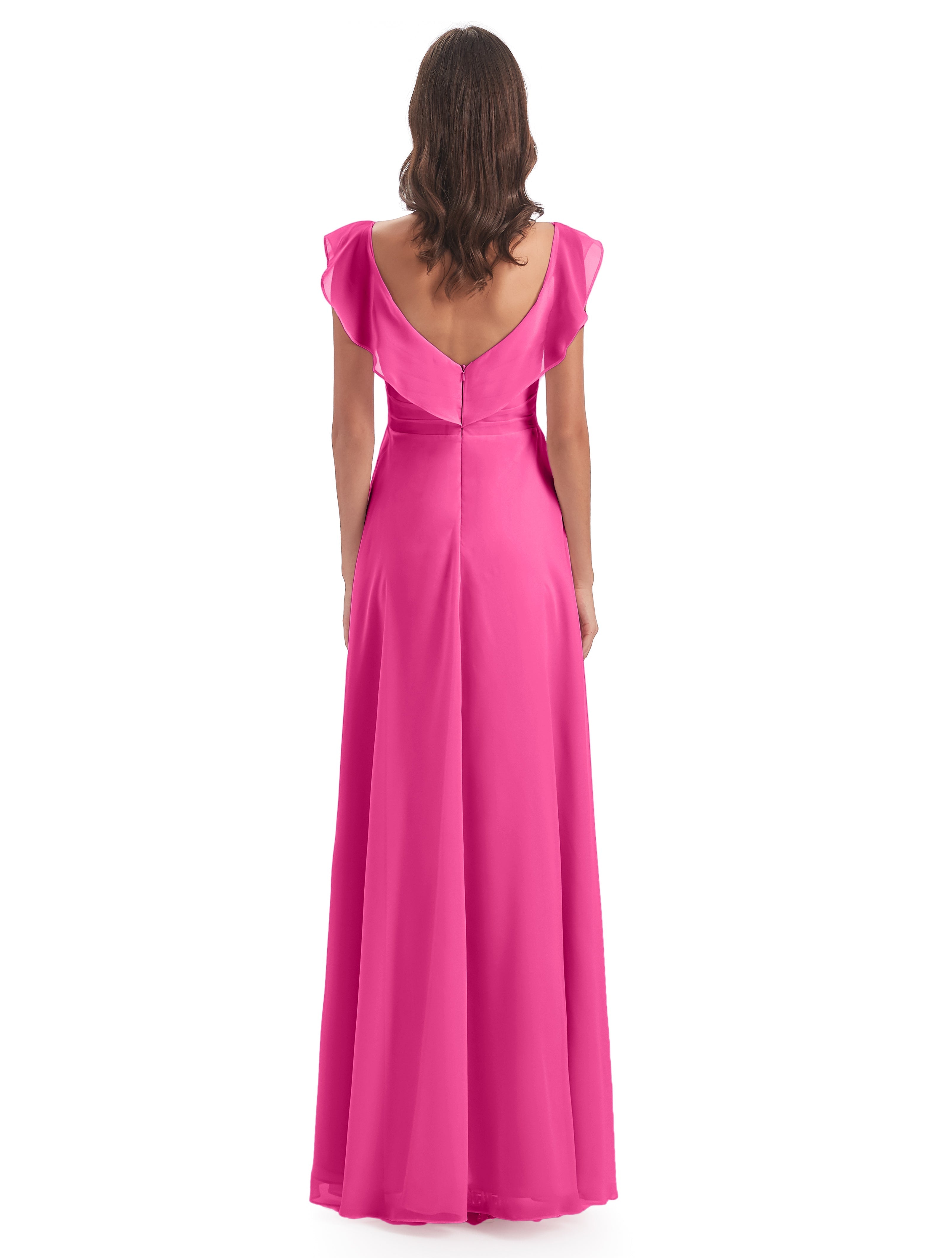 Robe Demoiselle D Honneur Azalée Fourreau/Colonne Col V Longue Robes Demoiselle D'Honneur