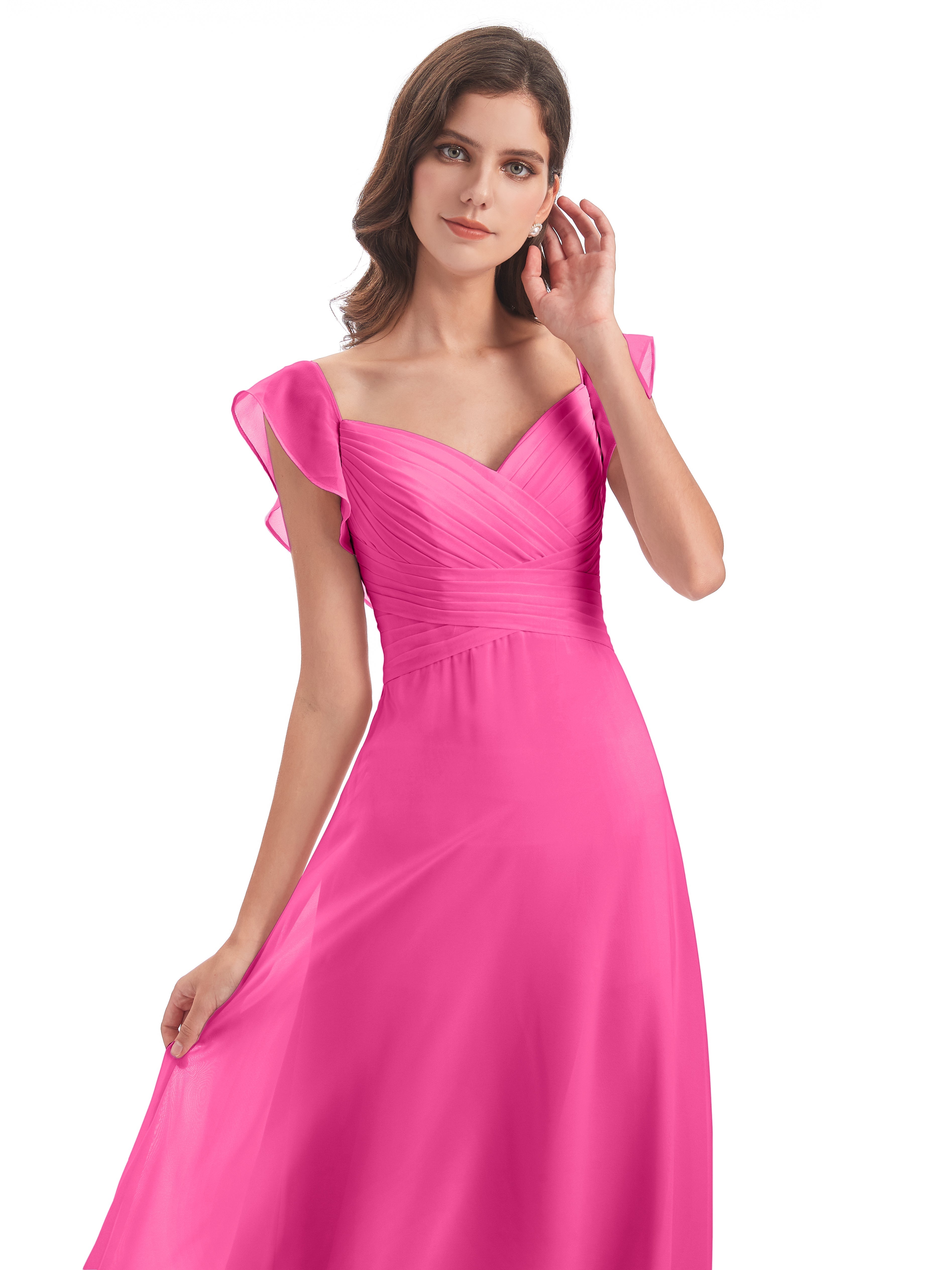 Robe Demoiselle D Honneur Azalée Fourreau/Colonne Col V Longue Robes Demoiselle D'Honneur