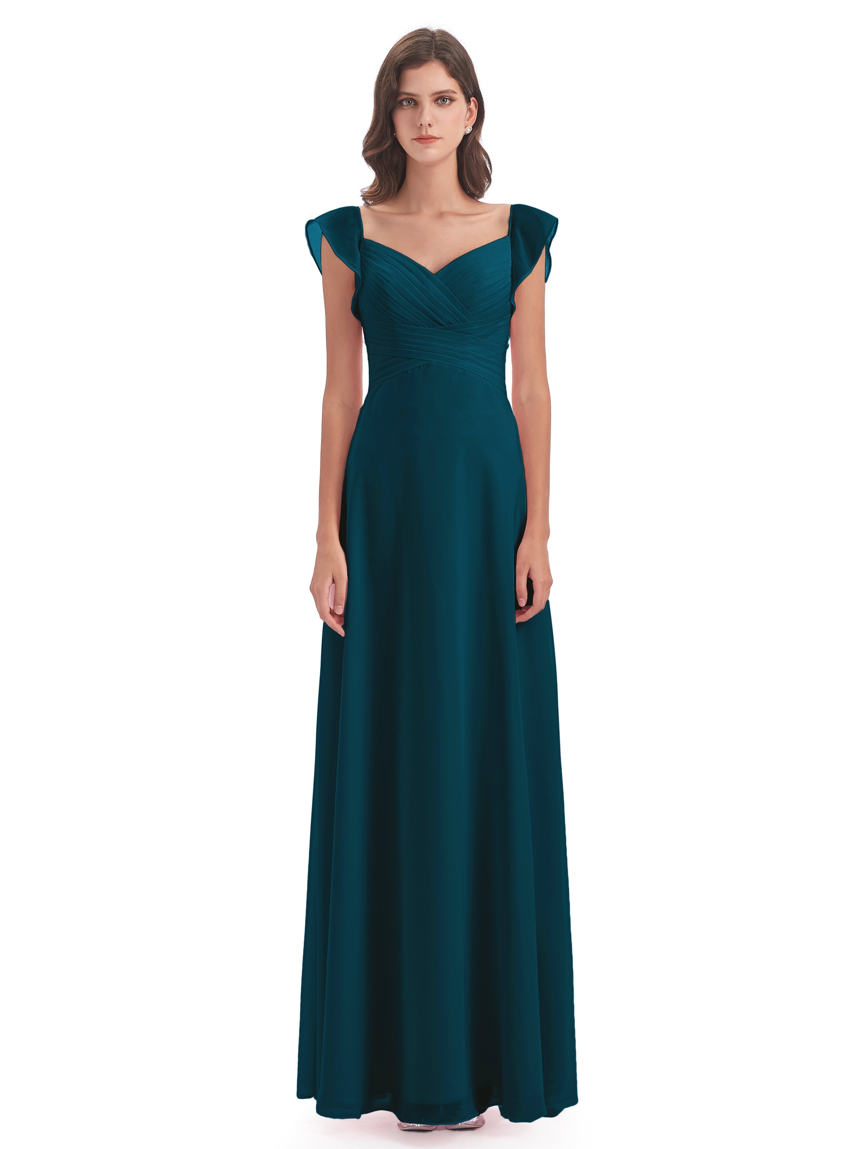 Robe De Demoiselle D'Honneur Bleu Encre Fourreau/Colonne Col V Longue Robes Demoiselle D'Honneur