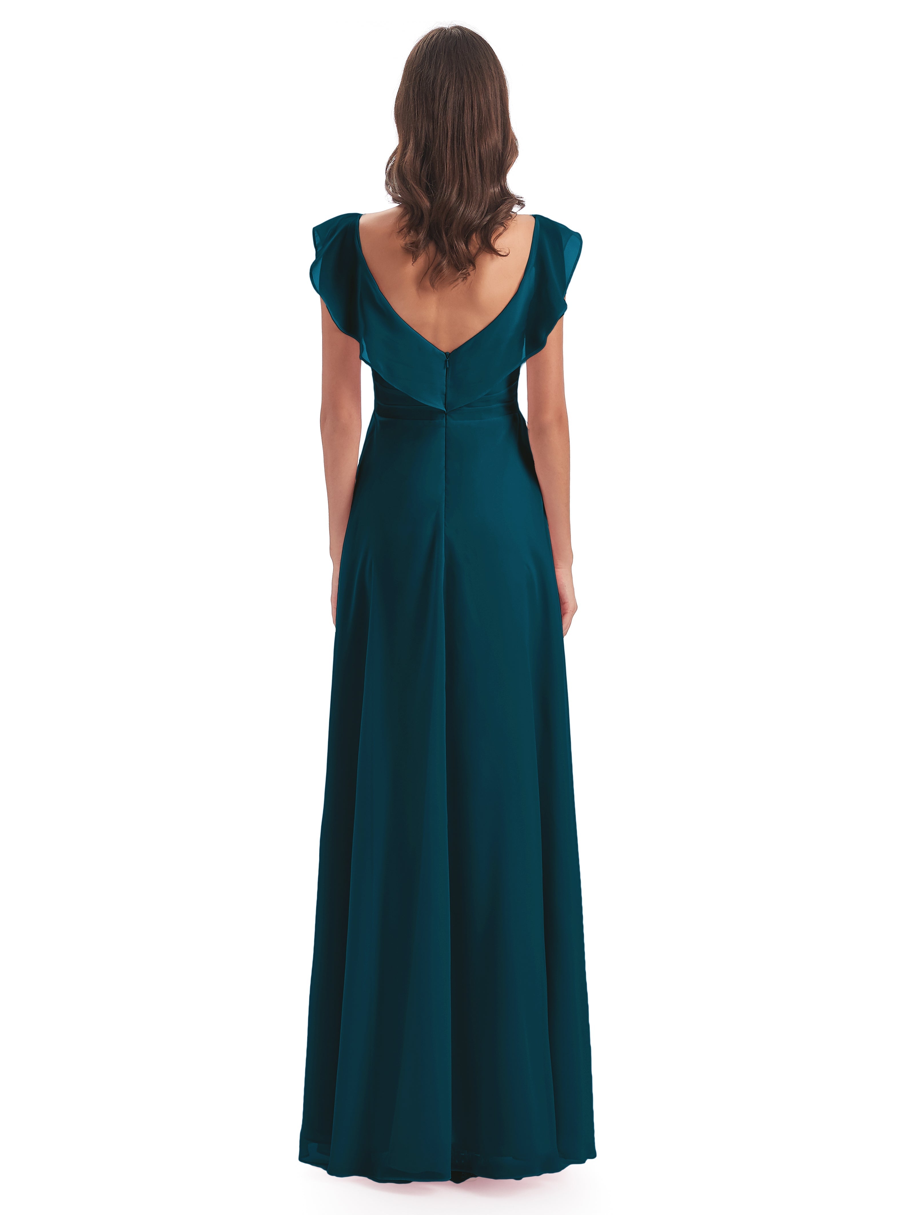 Robe De Demoiselle D'Honneur Bleu Encre Fourreau/Colonne Col V Longue Robes Demoiselle D'Honneur