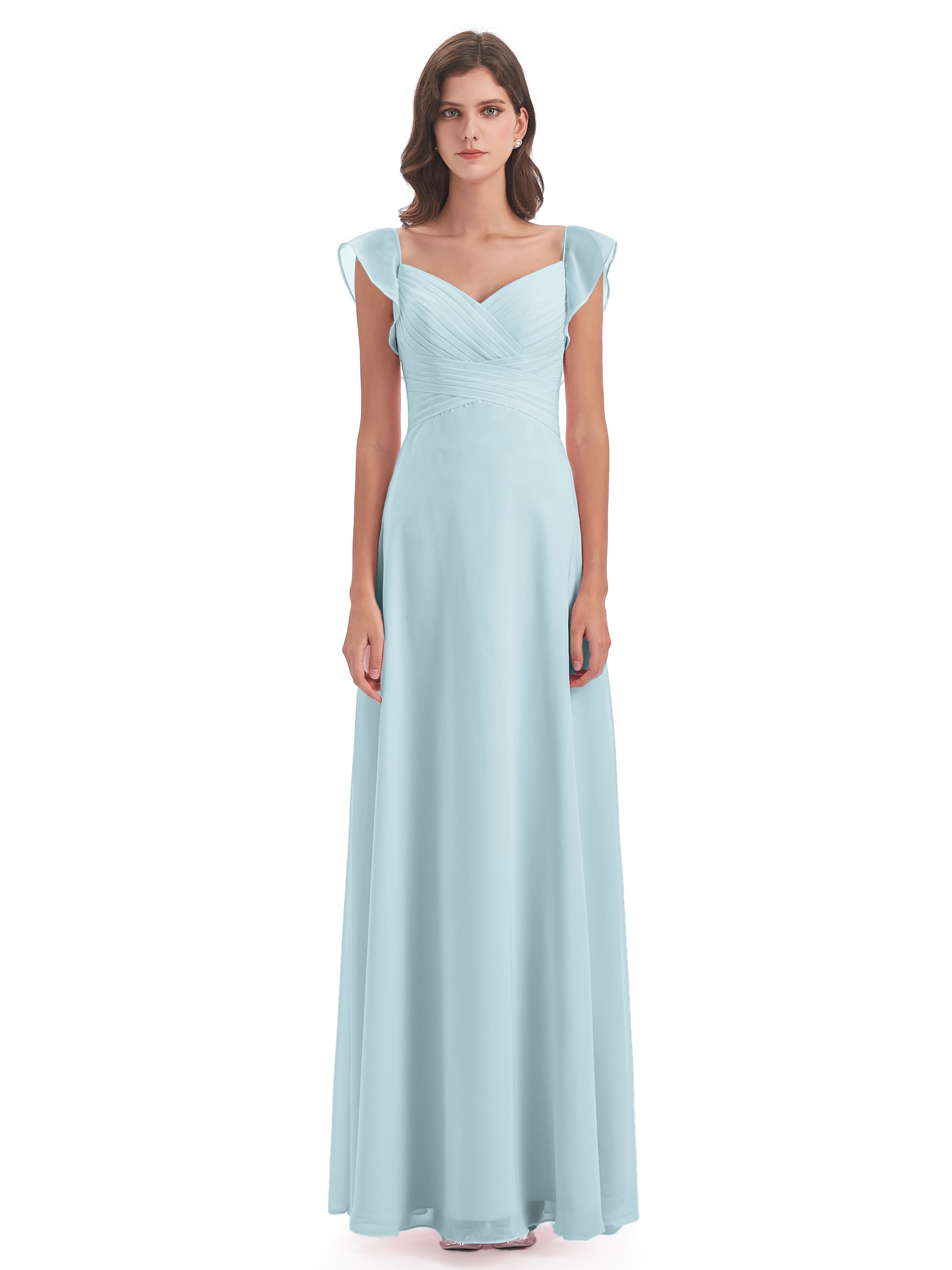 Robe De Demoiselle D'Honneur Brume Fourreau/Colonne Col V Longue Robes Demoiselle D'Honneur