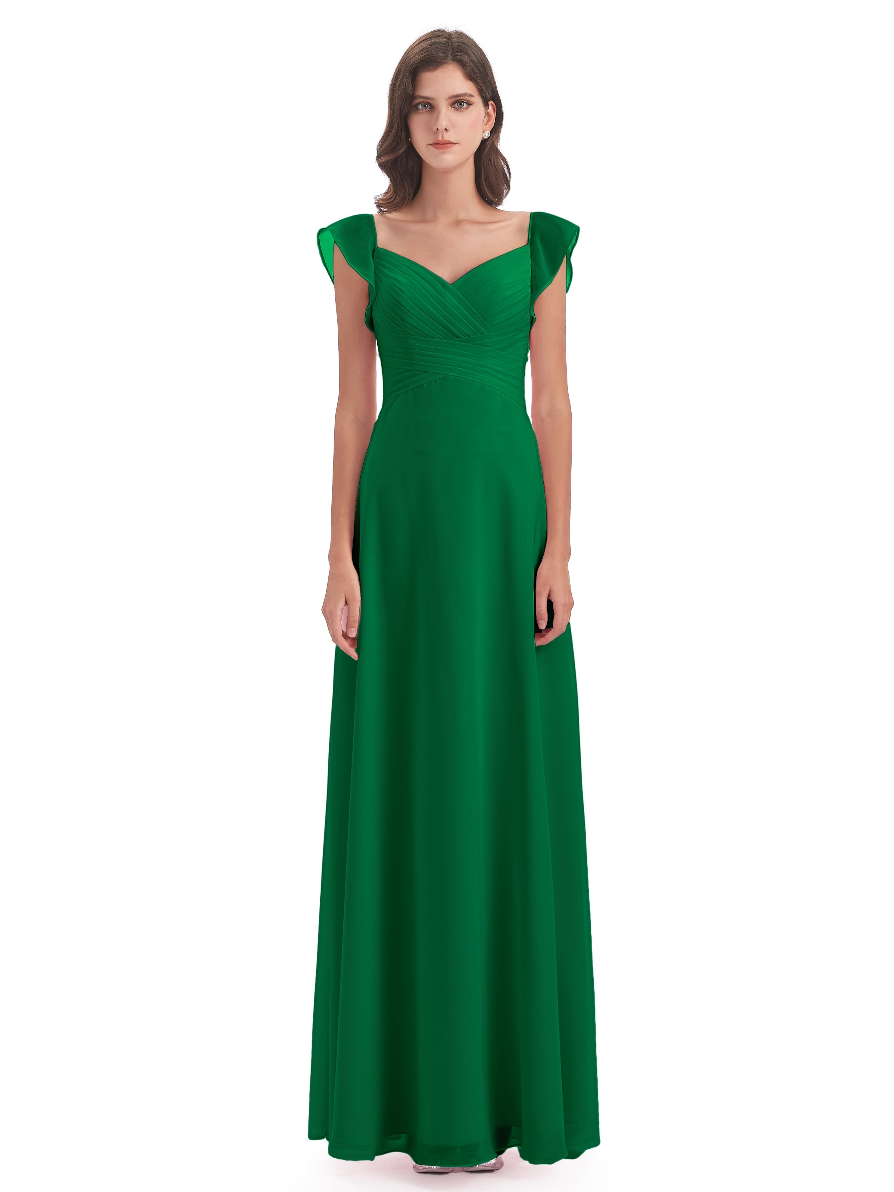 Demoiselle D'Honneur Vert Émeraude Fourreau/Colonne Col V Longue Robes Demoiselle D'Honneur