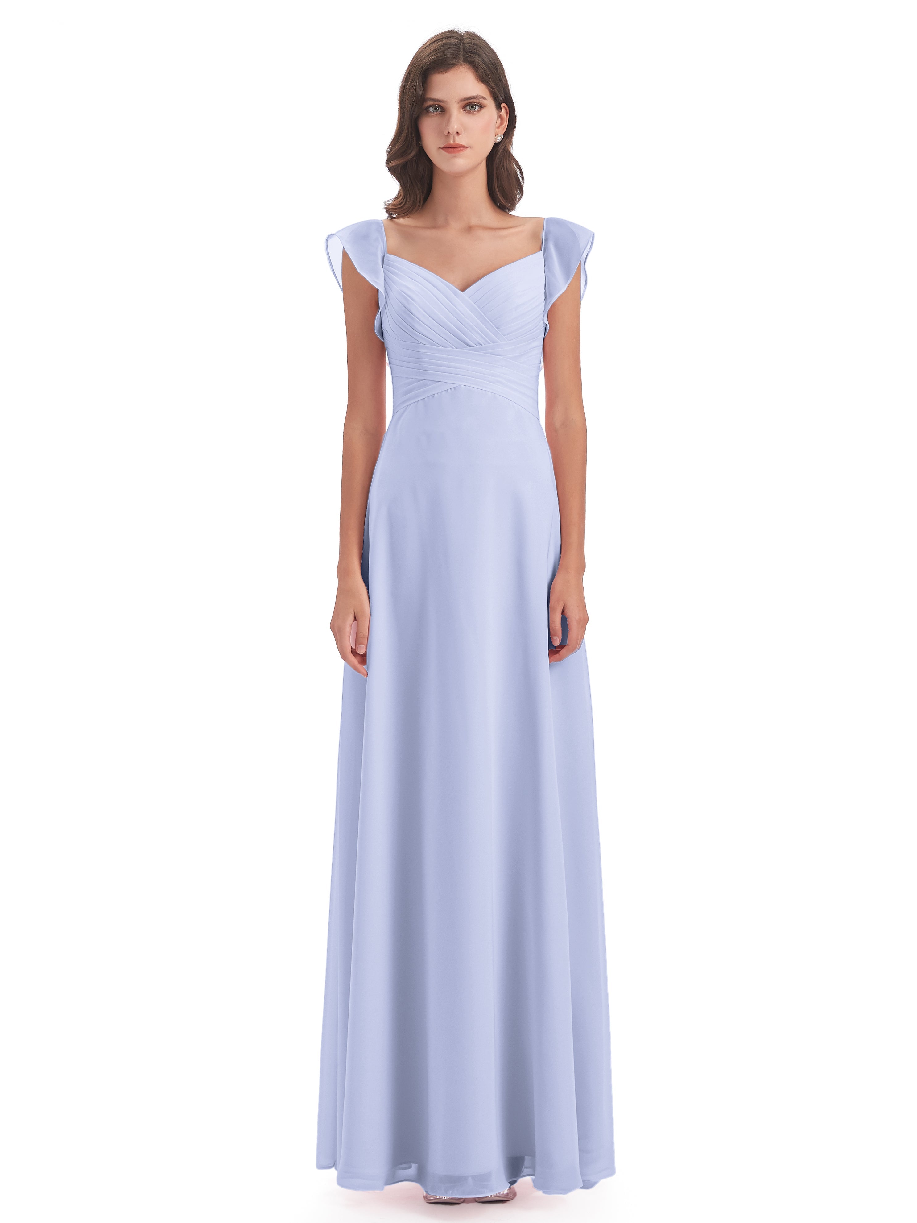 Robes De Demoiselle D'Honneur Lavande Fourreau/Colonne Col V Longue Robes Demoiselle D'Honneur