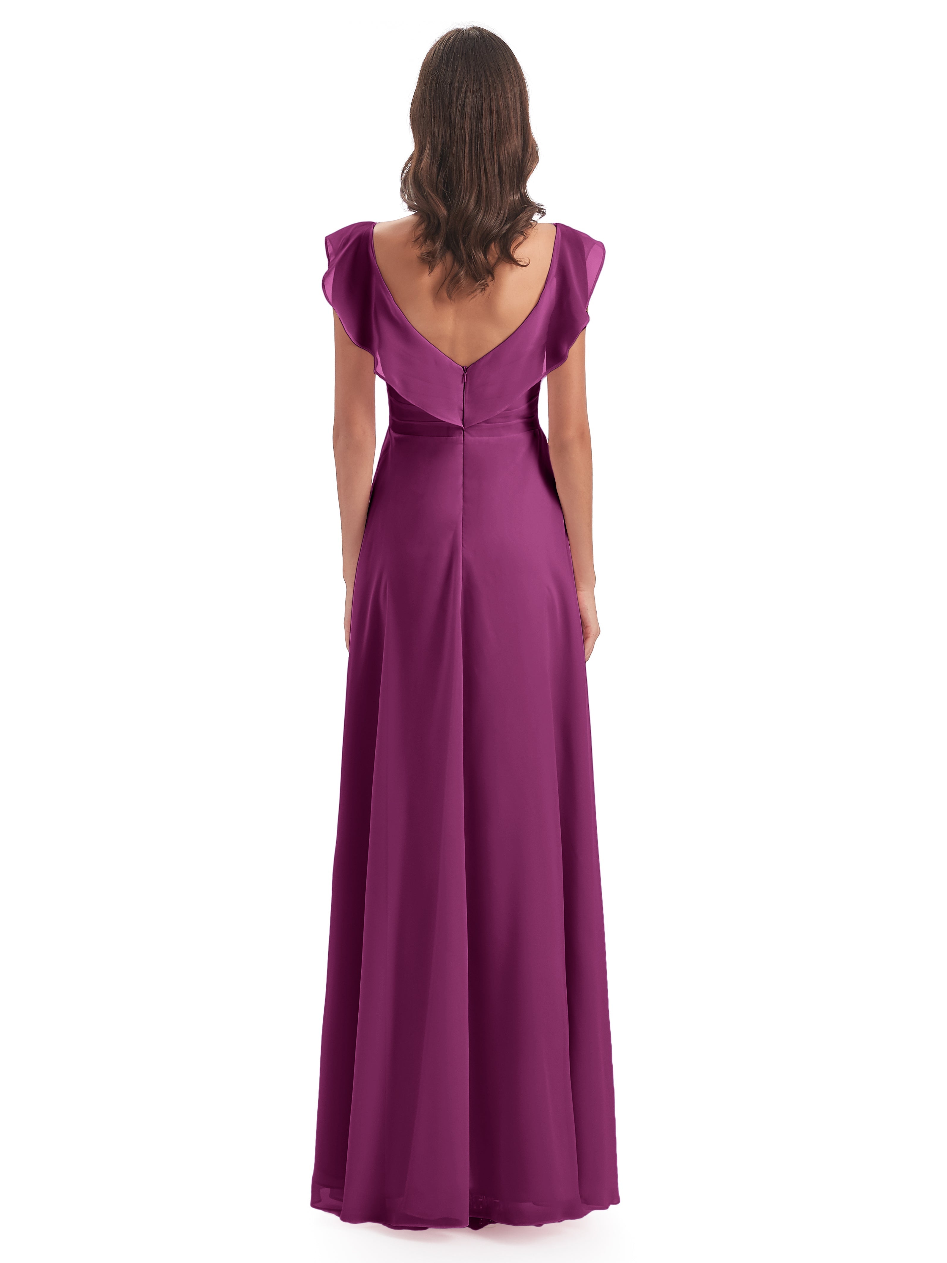 Robes De Demoiselle D'Honneur Orchidée Fourreau/Colonne Col V Longue Robes Demoiselle D'Honneur