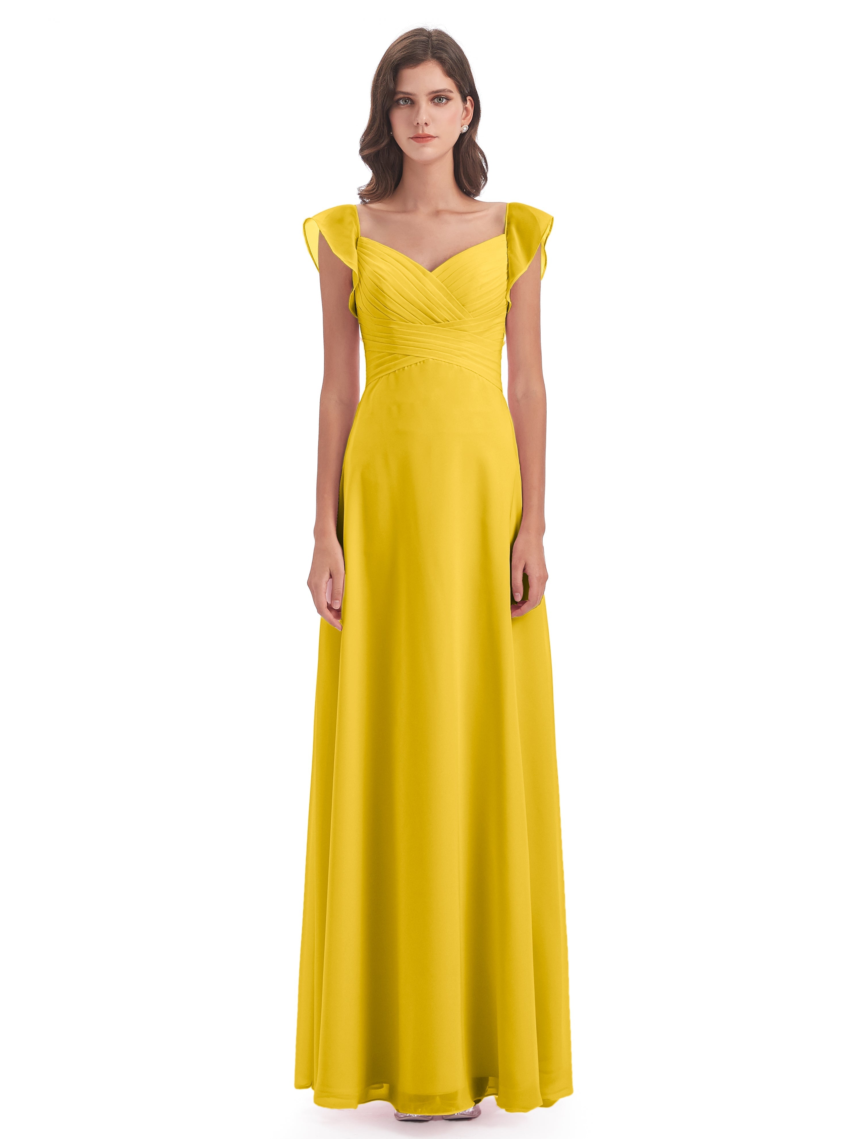 Robe De Demoiselle D'Honneur Souci Fourreau/Colonne Col V Longue Robes Demoiselle D'Honneur