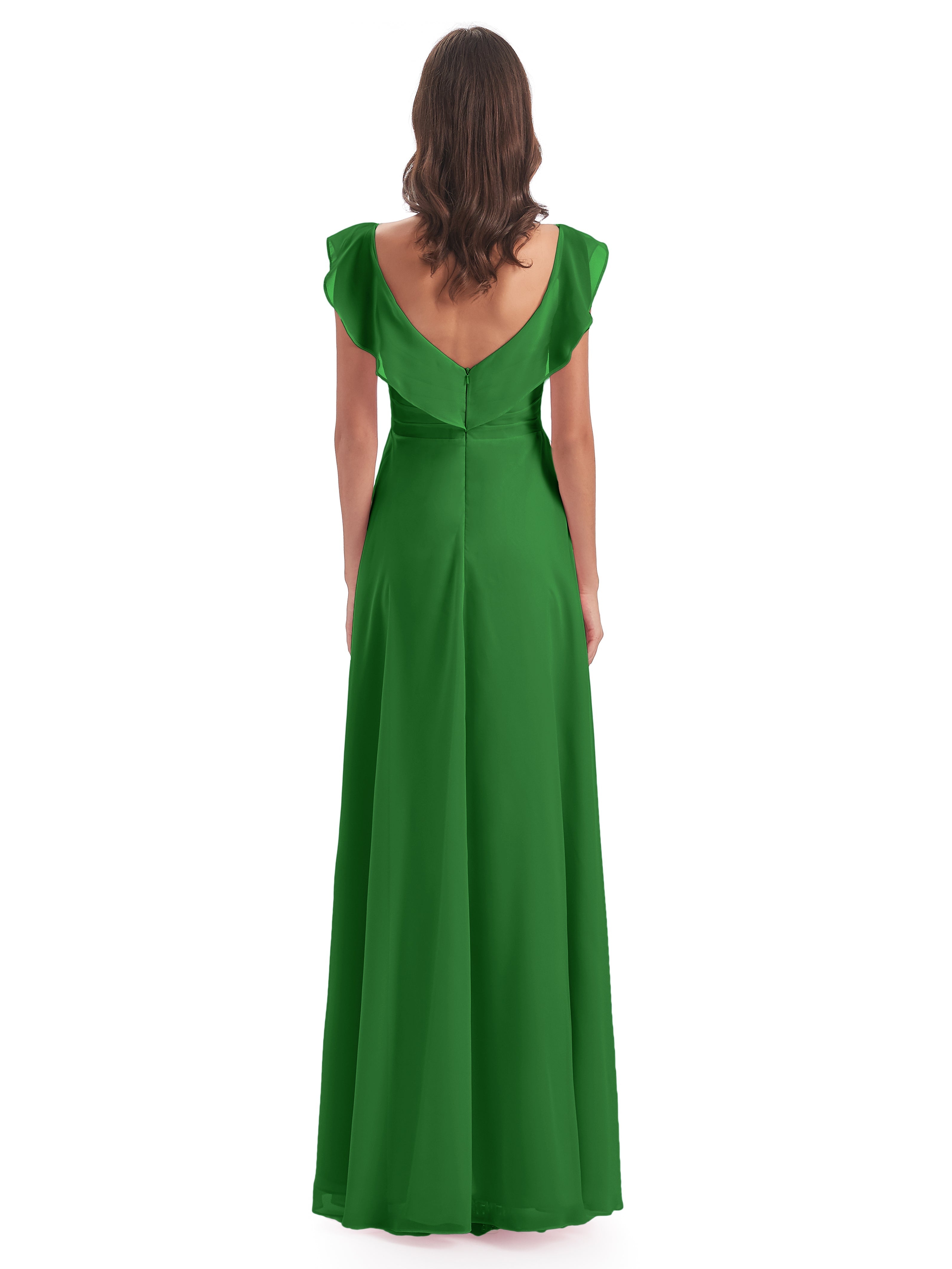 Robe Verte Demoiselle D Honneur Fourreau/Colonne Col V Longue Robes Demoiselle D'Honneur