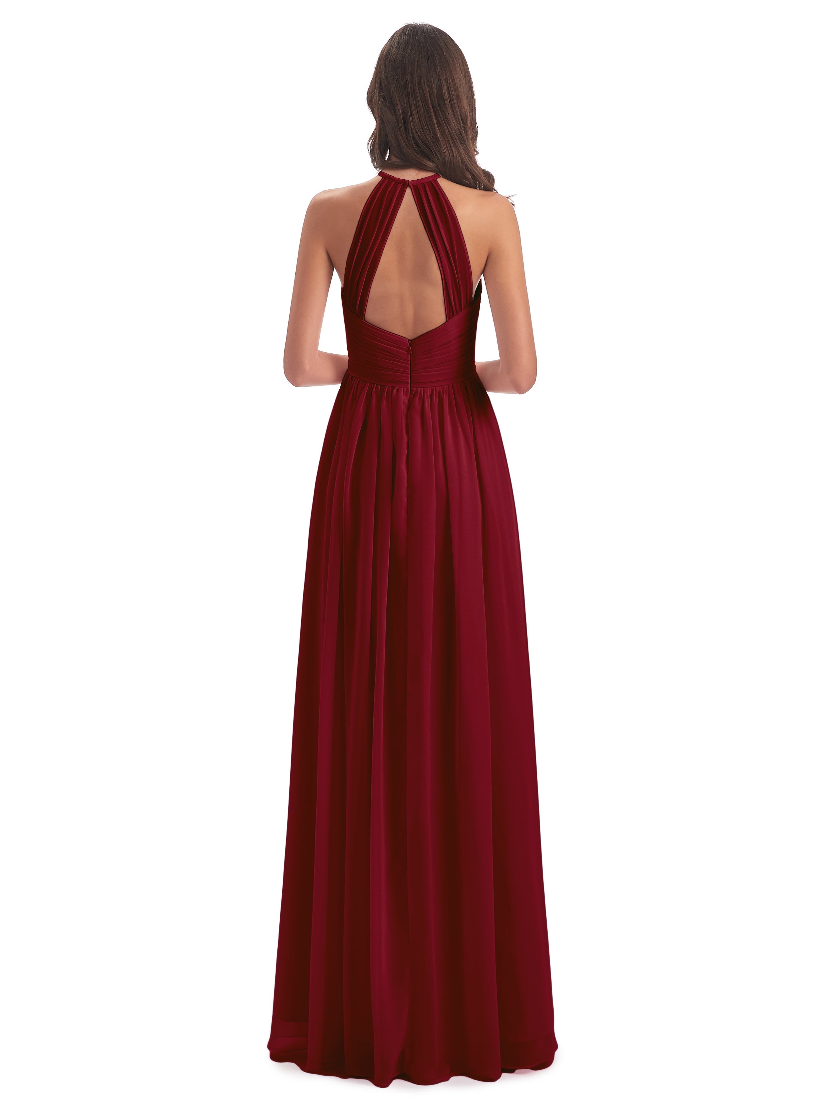 Demoiselle D Honneur Bordeaux Dos Ouvert Licou Mousseline Robes Demoiselle D'Honneur