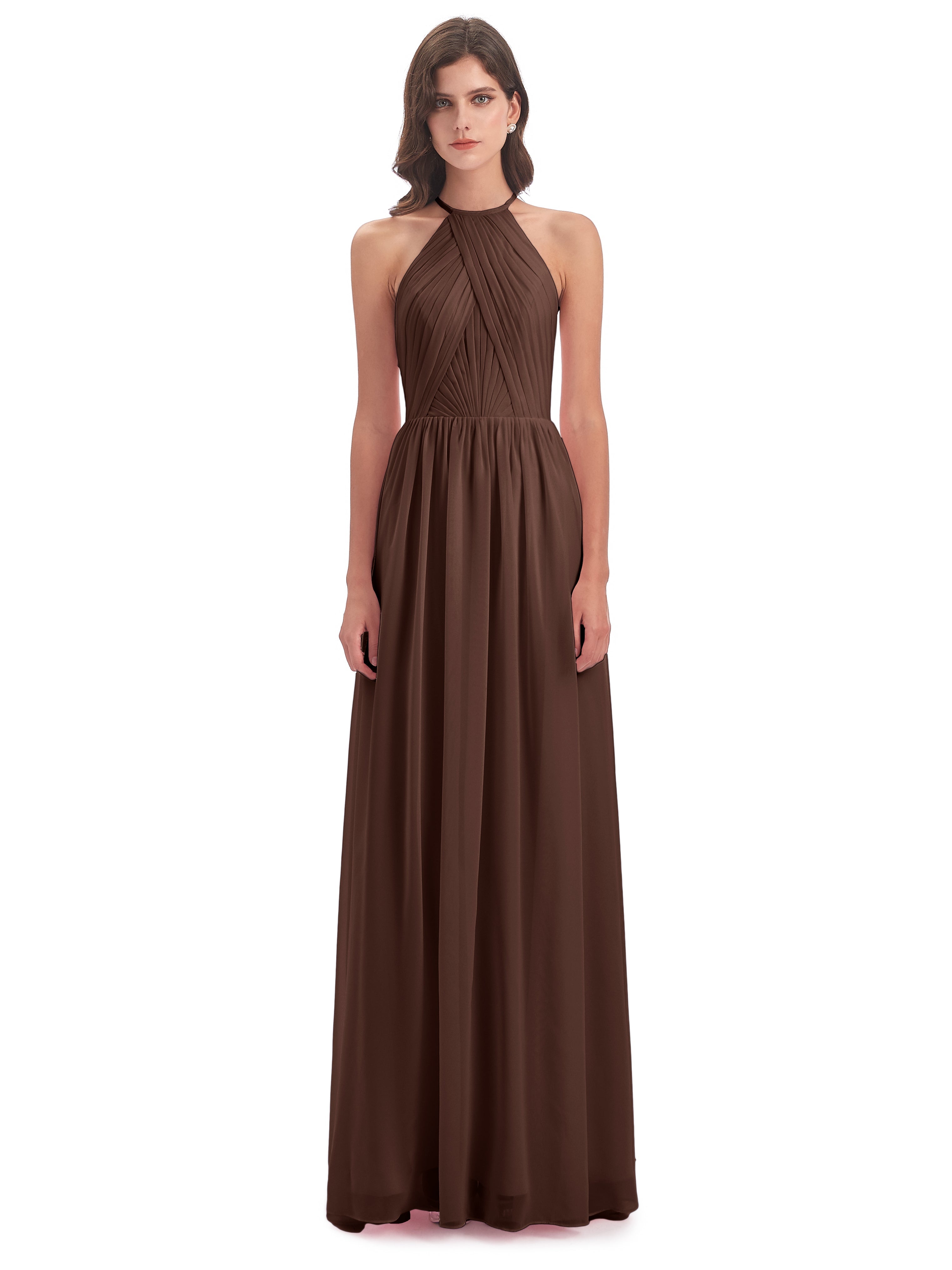 Robe Demoiselle D Honneur Chocolat Dos Ouvert Licou Mousseline Robes Demoiselle D'Honneur