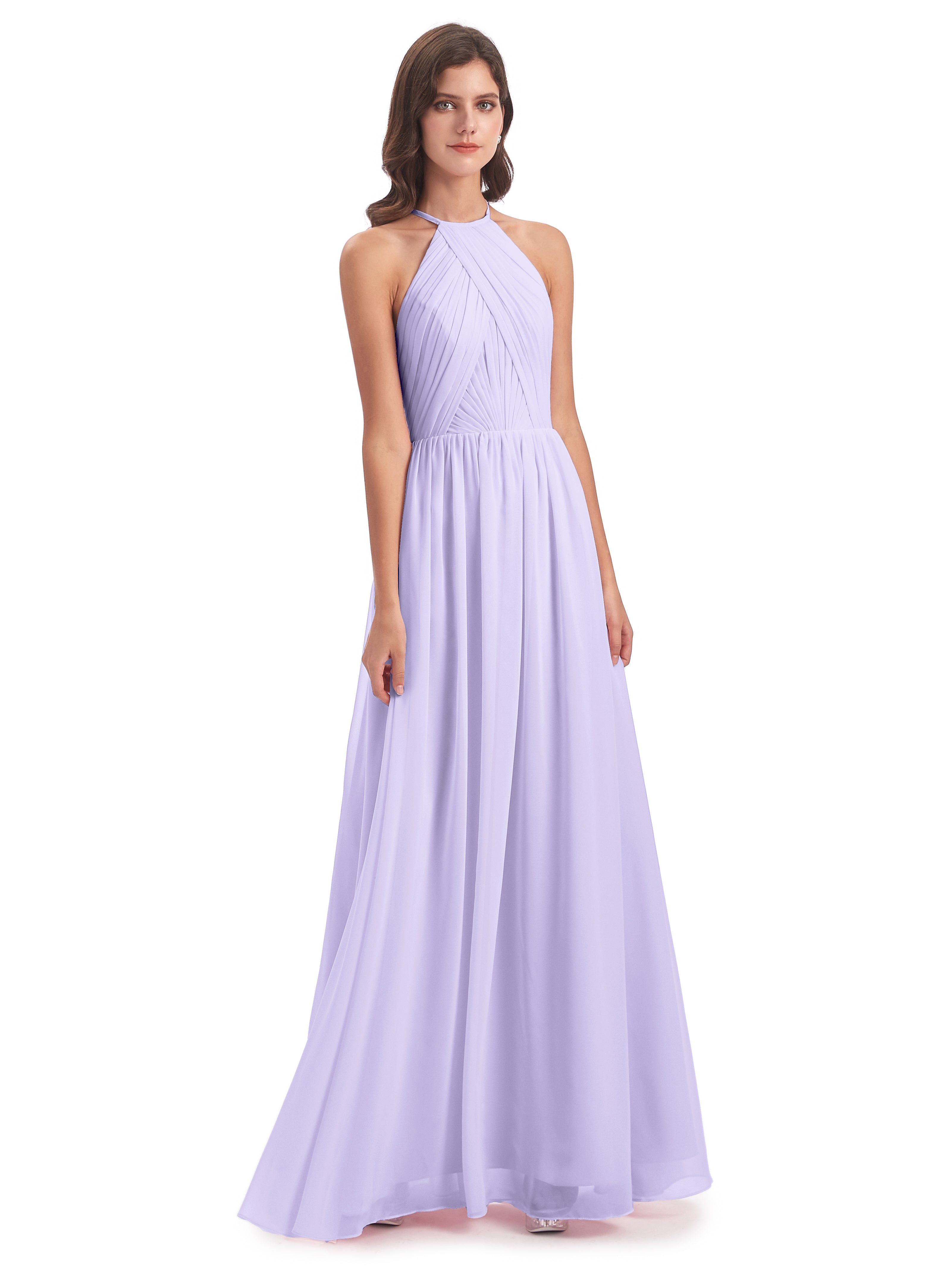 Robe Demoiselle D Honneur Couleur Lilas Dos Ouvert Licou Mousseline Robes Demoiselle D'Honneur