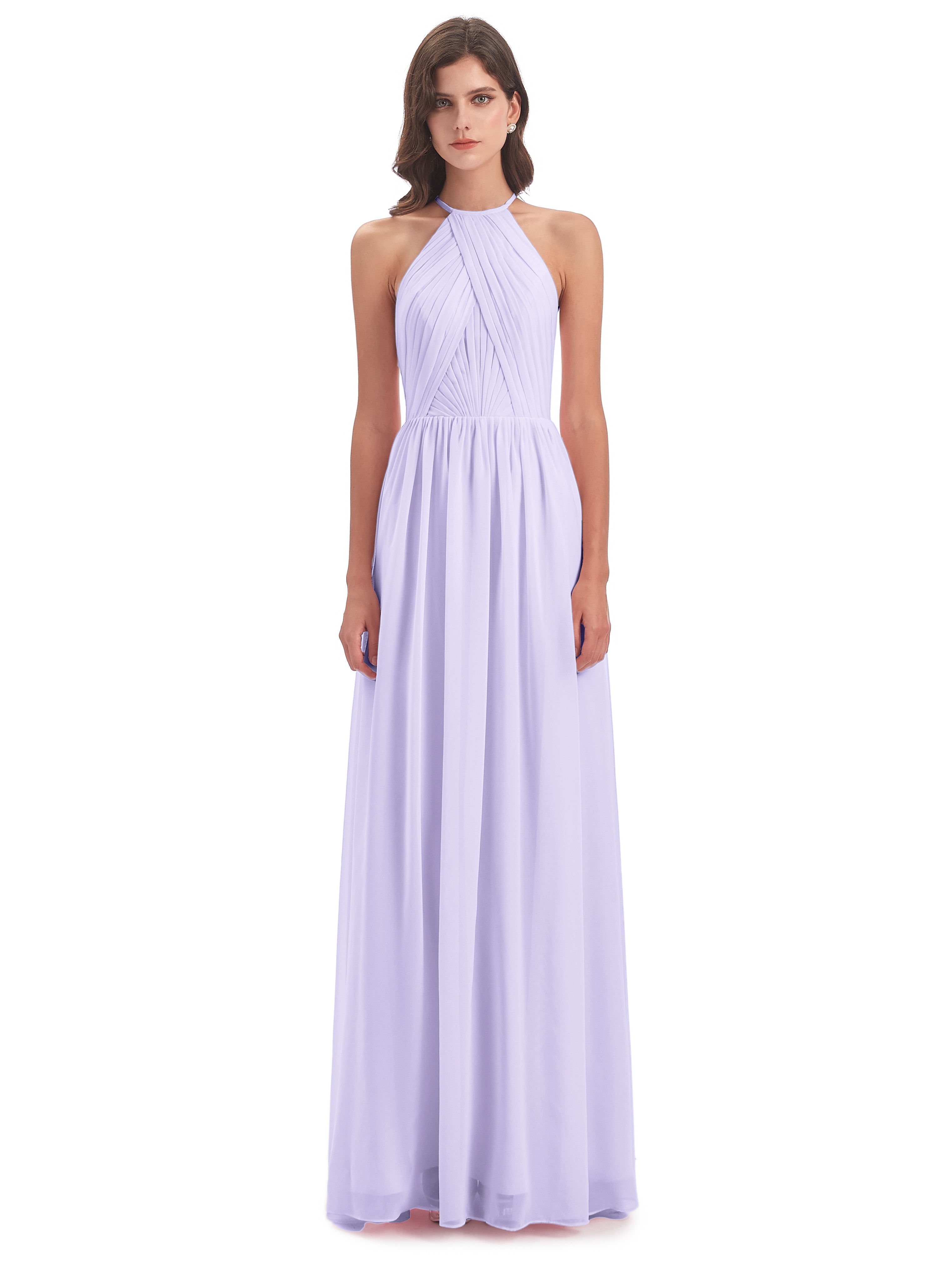 Robe Demoiselle D Honneur Couleur Lilas Dos Ouvert Licou Mousseline Robes Demoiselle D'Honneur