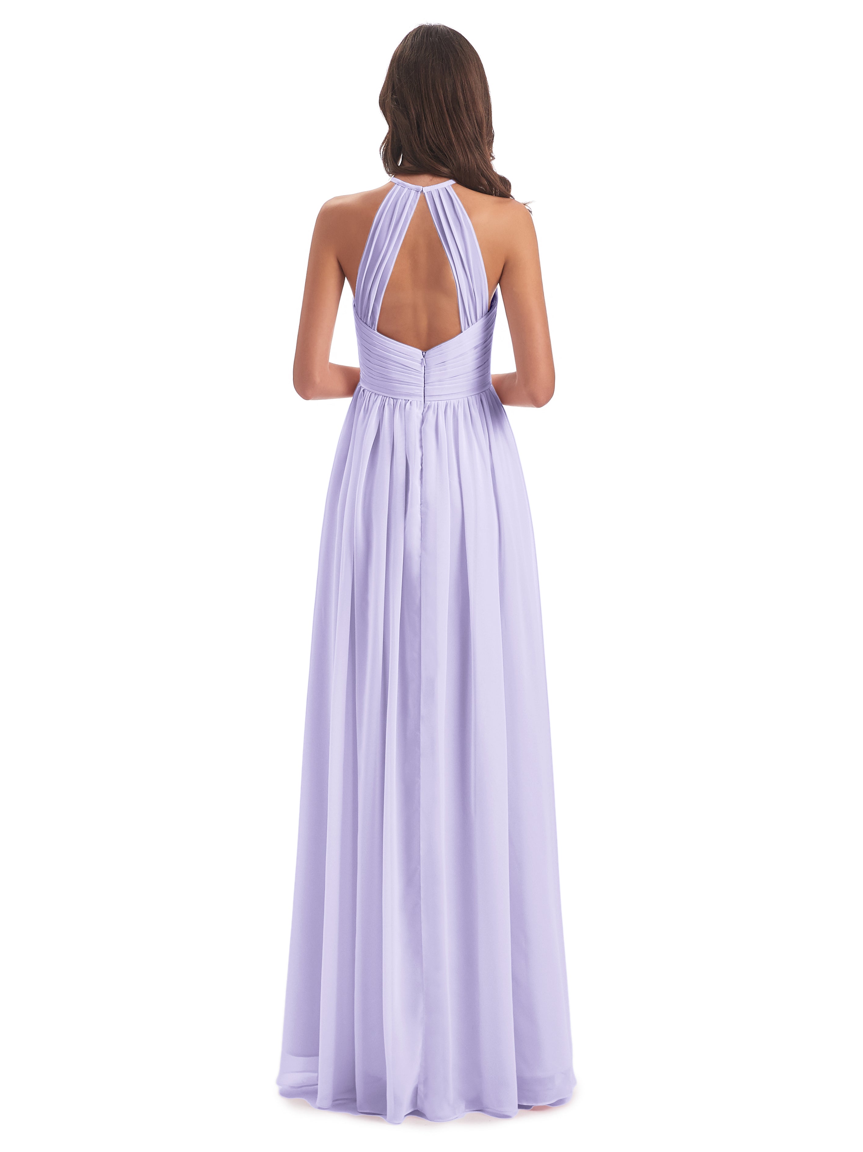 Robe Demoiselle D Honneur Couleur Lilas Dos Ouvert Licou Mousseline Robes Demoiselle D'Honneur