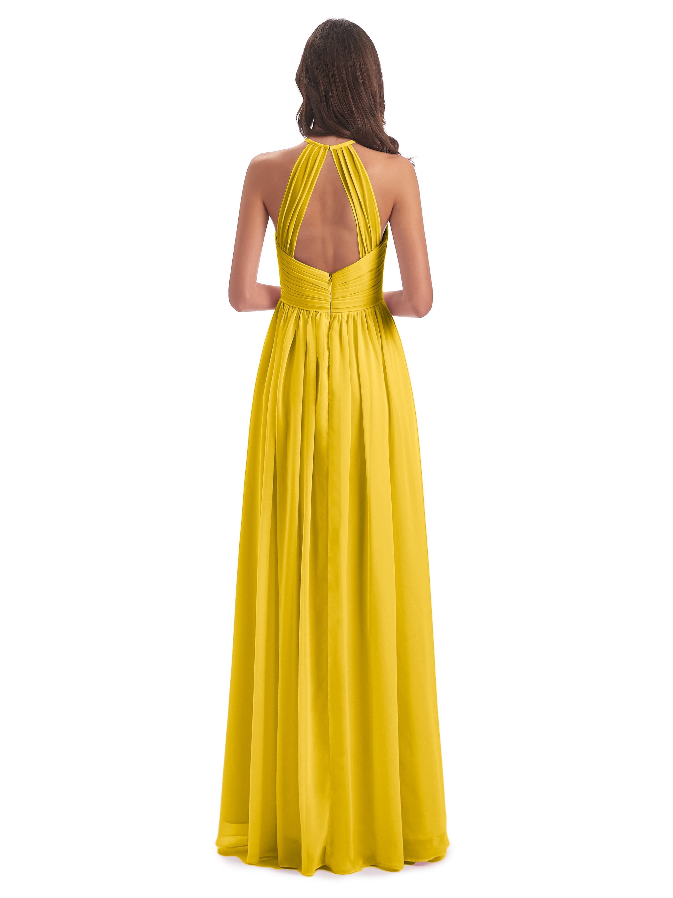 Robe De Demoiselle D'Honneur Souci Dos Ouvert Licou Mousseline Robes Demoiselle D'Honneur