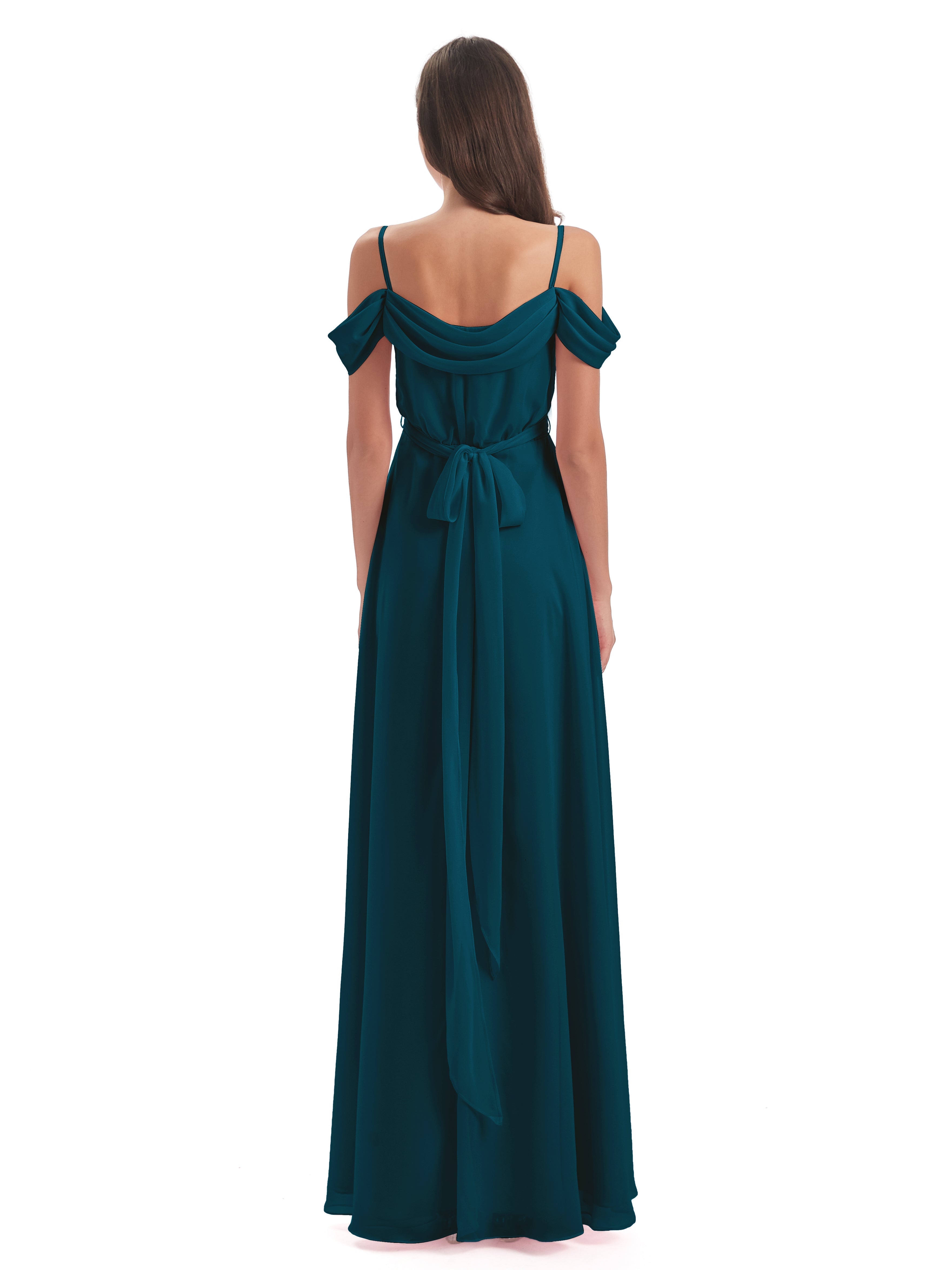 Robes De Demoiselle D'Honneur Bleu Encre Bretelles Spaghetti Fendue Plis Robes Demoiselle D'Honneur