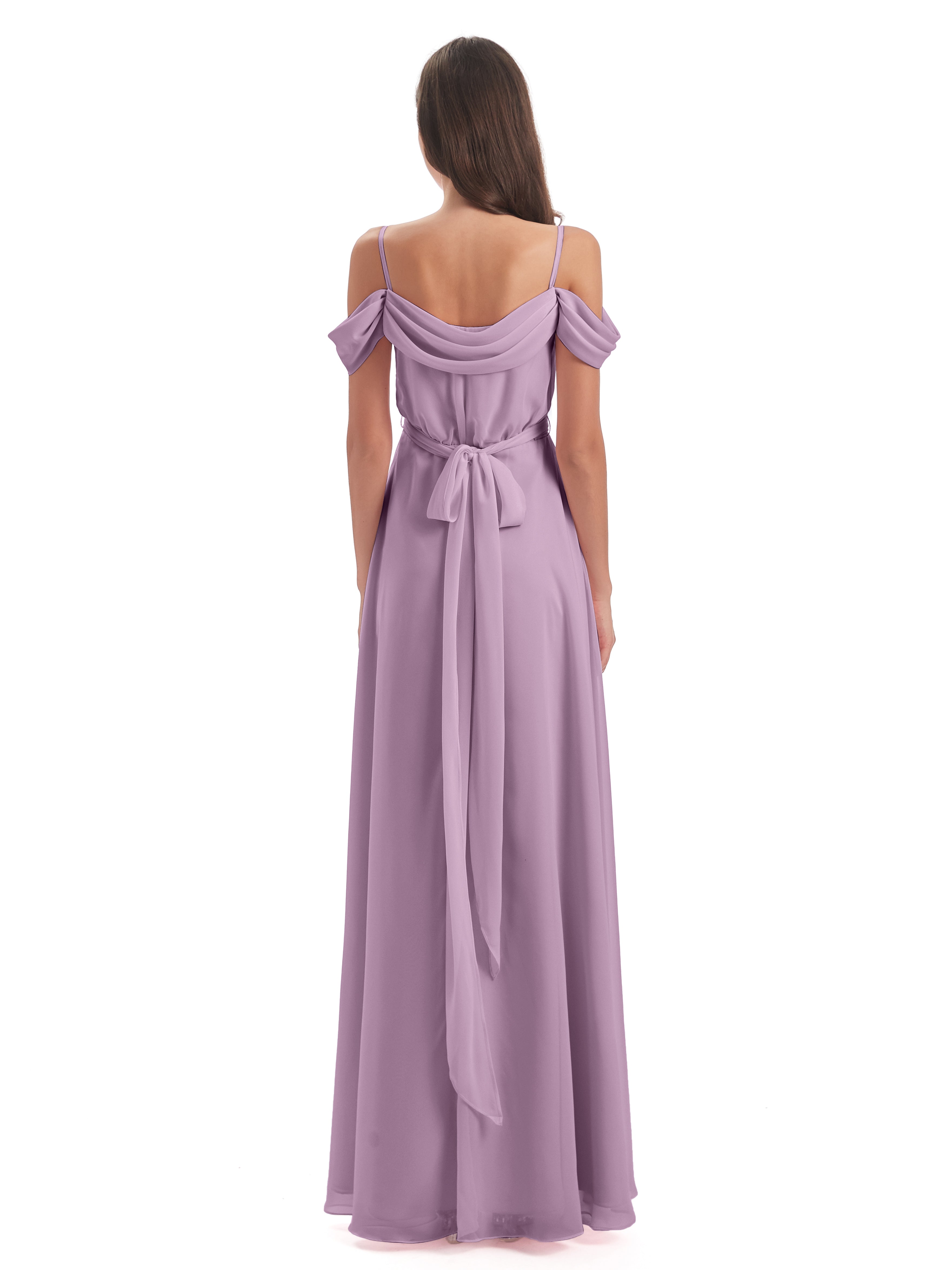 Robes De Demoiselle D'Honneur Glycine Bretelles Spaghetti Fendue Plis Robes Demoiselle D'Honneur